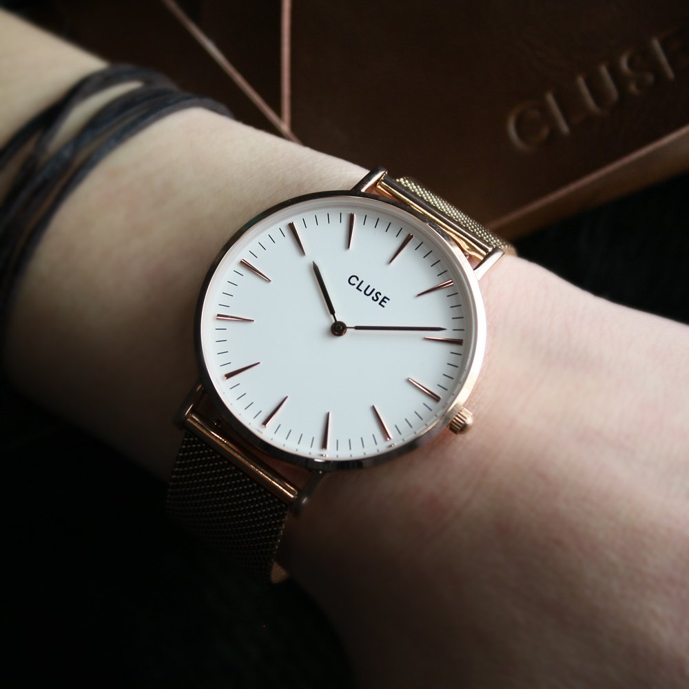 Cluse CW0101201001 La Boheme Rose Gold/White zegarek damski fashion/modowy mineralne