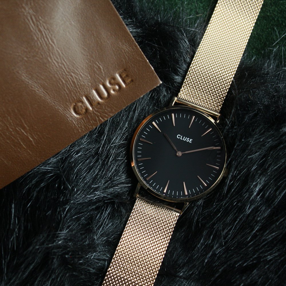 Cluse CW0101201003 La Boheme Rose Gold/Black zegarek damski fashion/modowy mineralne - miniatura 7