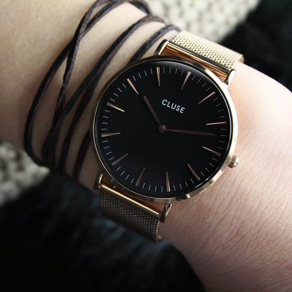 Cluse CW0101201003 Rose Gold/Black La Boheme fashion/modowy zegarek różowe złoto - miniatura 8