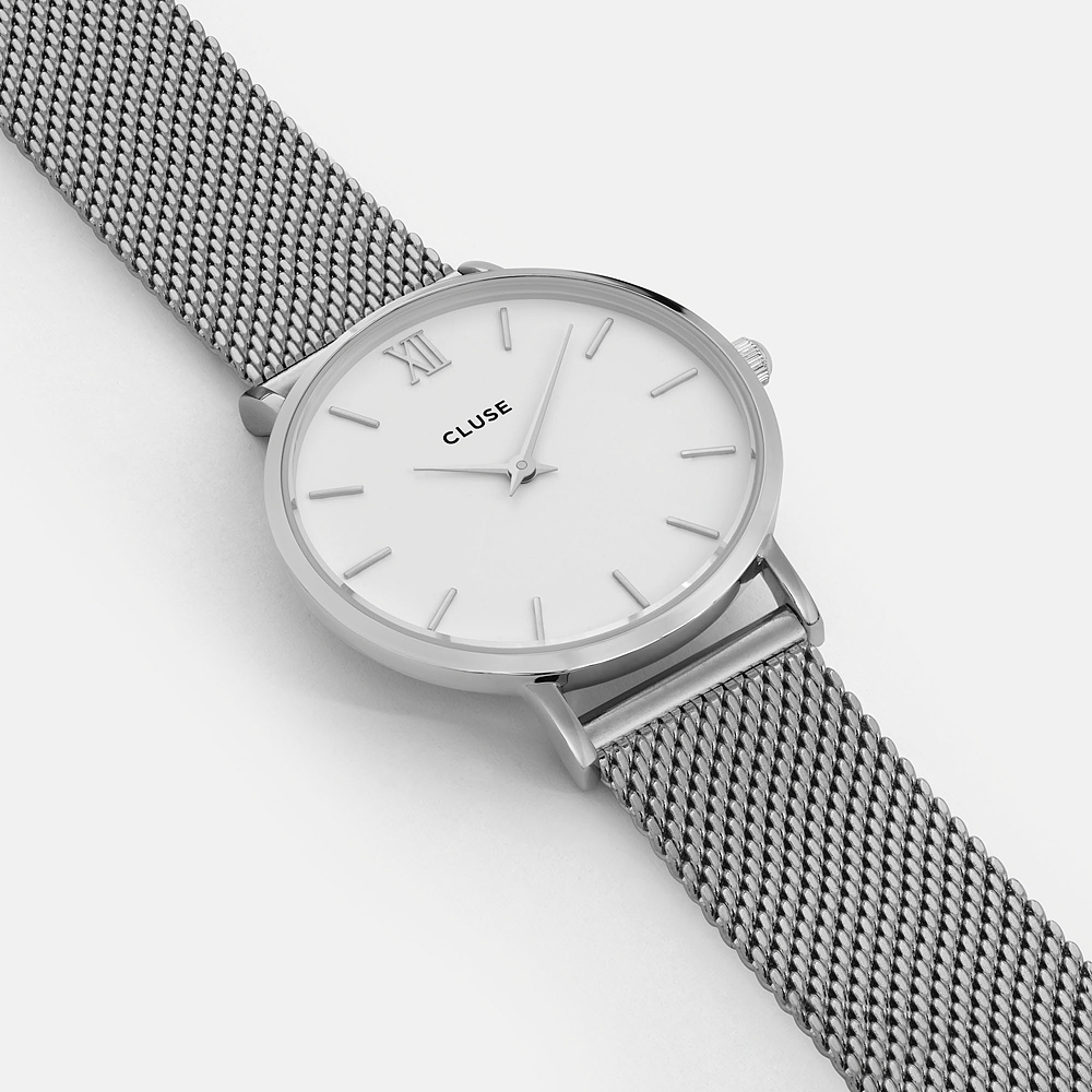 Cluse CW0101203002 Minuit Mesh Silver White zegarek damski klasyczny mineralne - miniatura 2
