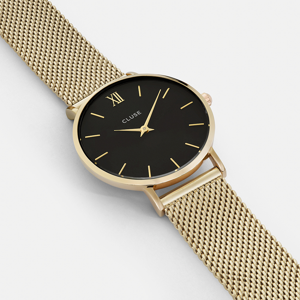 Cluse CW0101203017 Mesh Gold/Black Minuit fashion/modowy zegarek złoty - miniatura 4