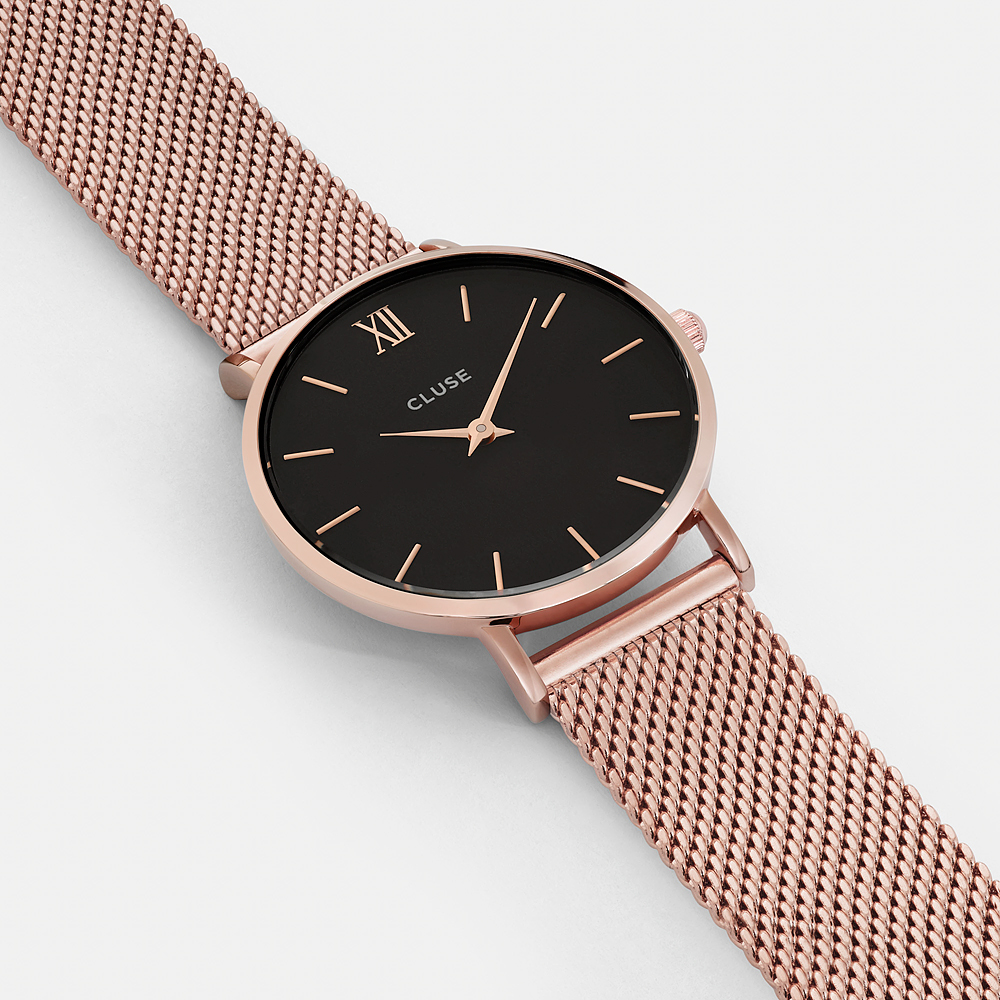 Cluse CW0101203003 Mesh Rose Gold/Black Minuit fashion/modowy zegarek różowe złoto - miniatura 3