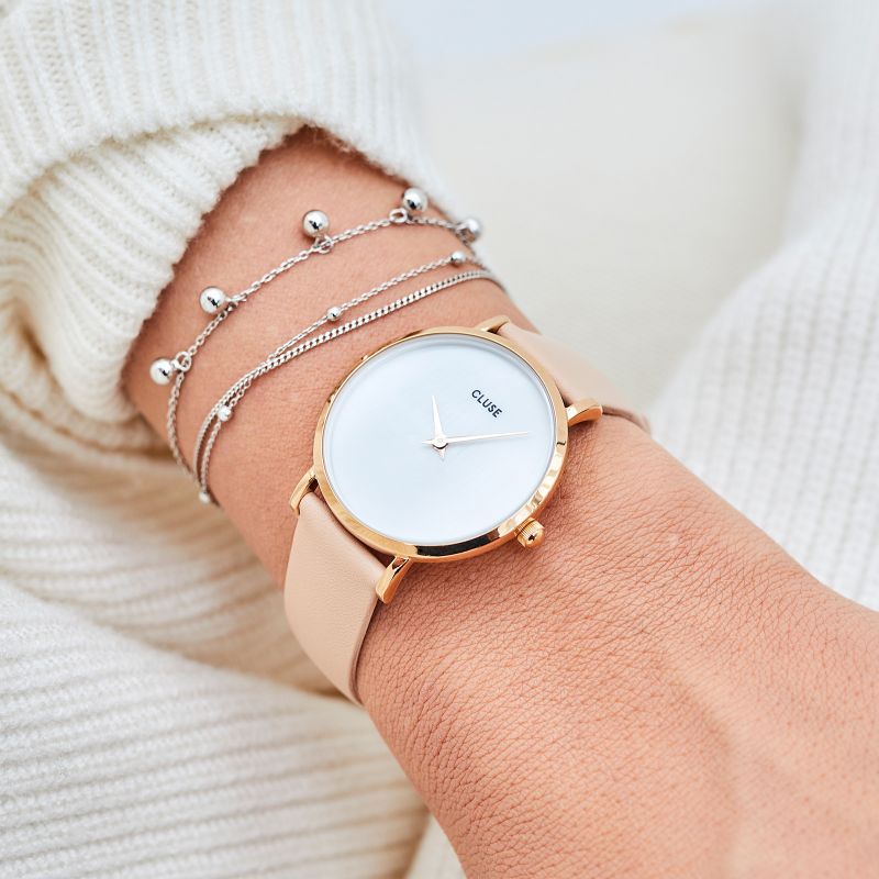Cluse CL30059 Minuit La Perle Rose Gold White Pearl/Nude zegarek damski klasyczny mineralne - miniatura 5