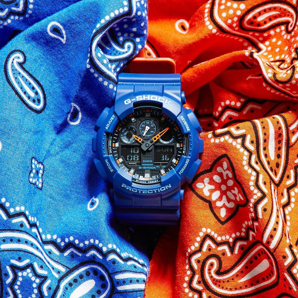 G-Shock GA-100L-2AER zegarek niebieski sportowy G-SHOCK Original pasek