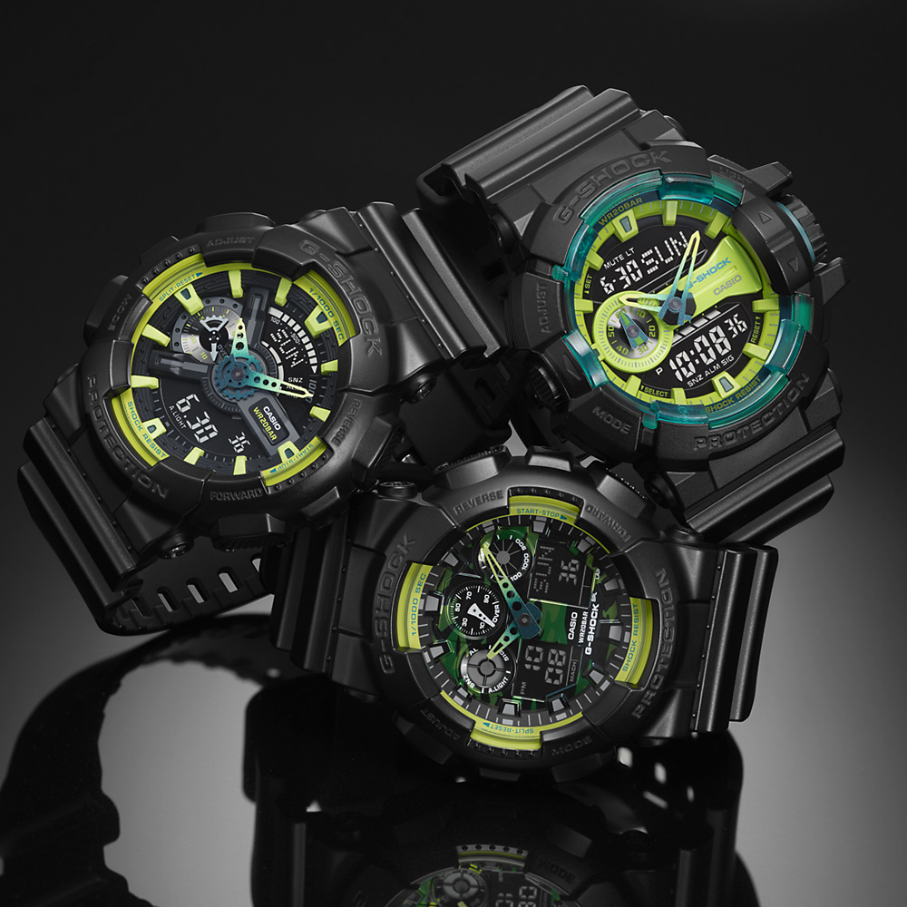 G-Shock GA-400LY-1AER G-Shock LIME ACCENTS zegarek męski sportowy mineralne