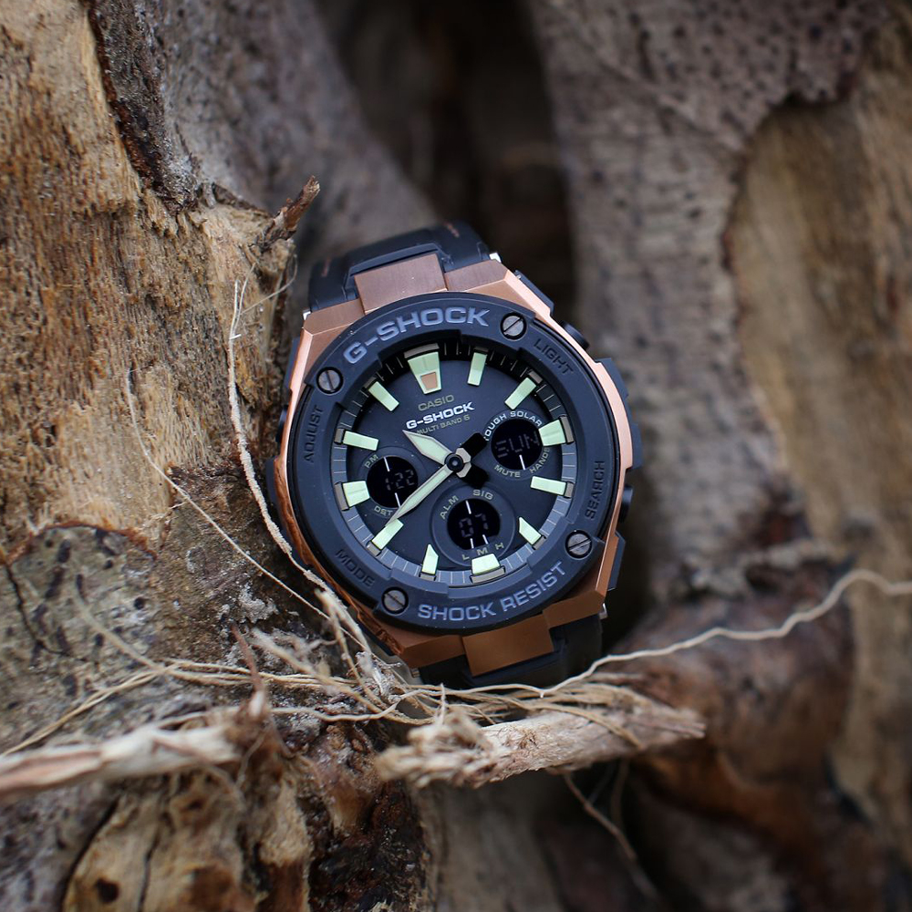 G-Shock GST-W120L-1AER G-STEEL TOUGH LEATHER G-SHOCK G-STEEL sportowy zegarek brązowy