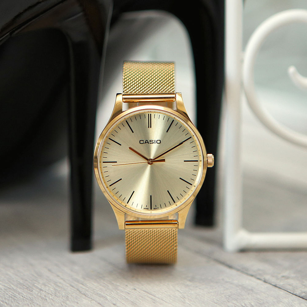 Casio Vintage LTP-E140G-9AEF zegarek złoty fashion/modowy VINTAGE Instashape bransoleta