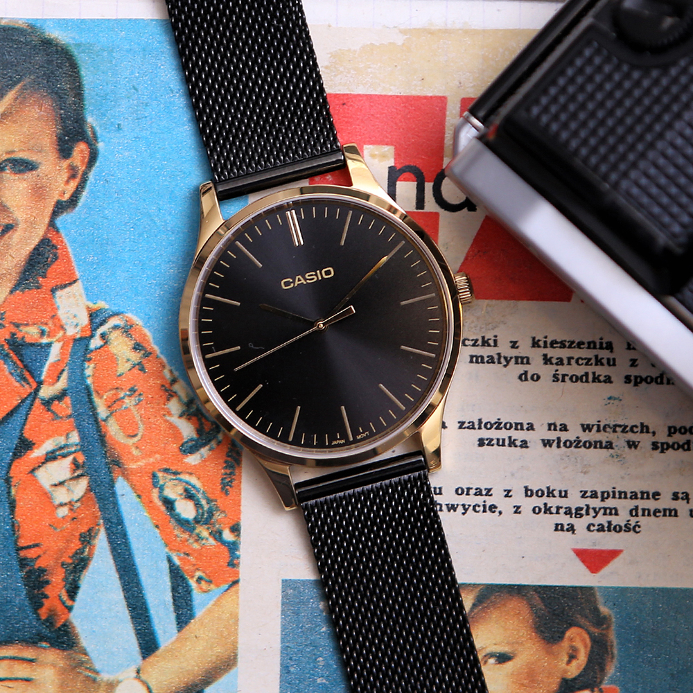 Casio Vintage LTP-E140GB-1AEF zegarek złoty fashion/modowy VINTAGE Instashape bransoleta