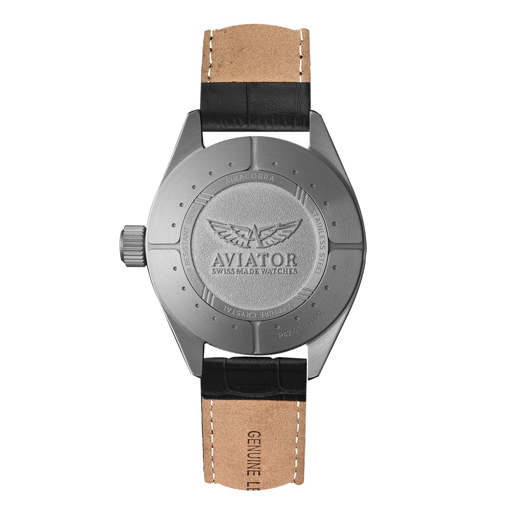 Aviator V.1.22.0.149.4 zegarek srebrny klasyczny Airacobra pasek