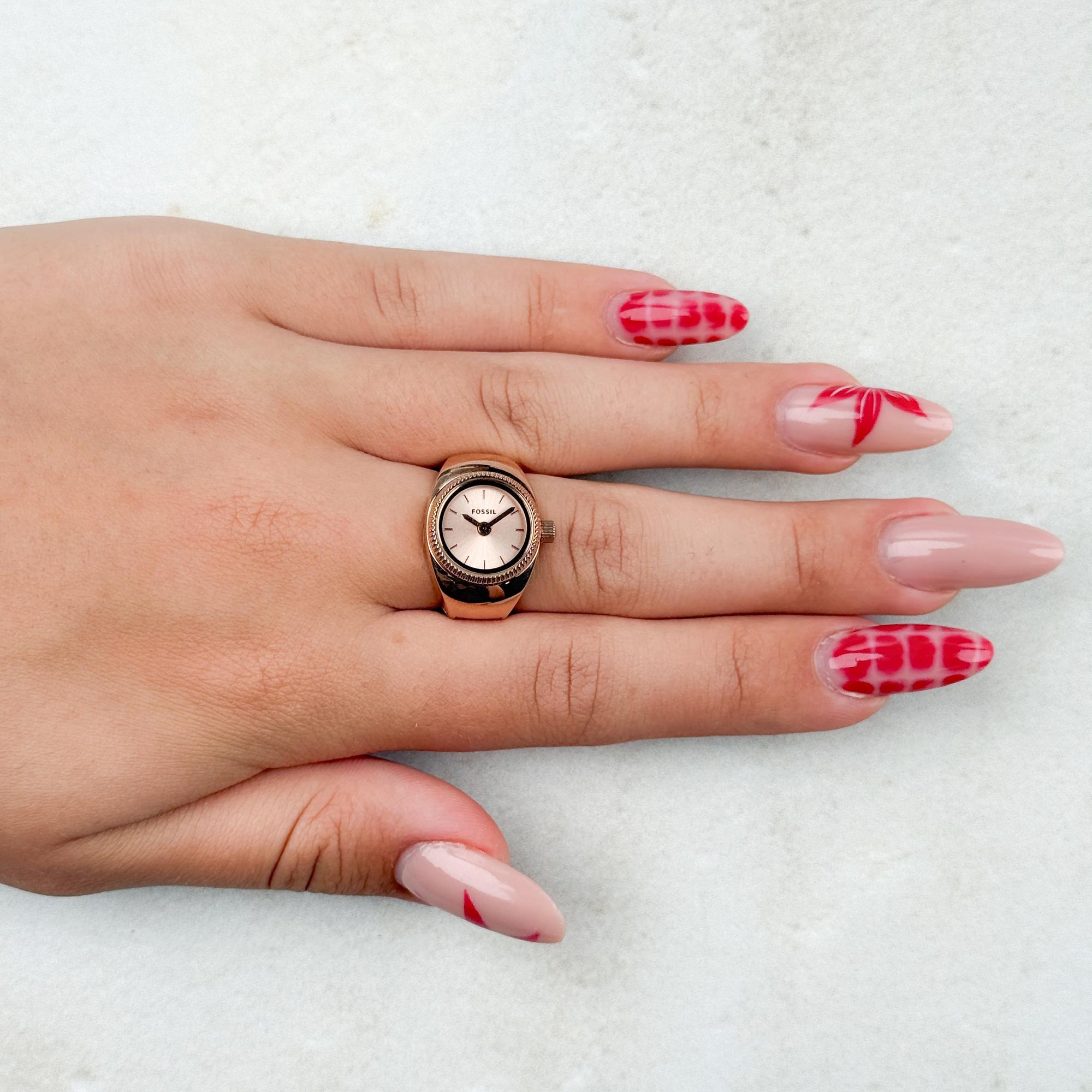 Zegarek Fossil Ring Rose Gold Stainless Steel 15mm - damski  - miniatura 18