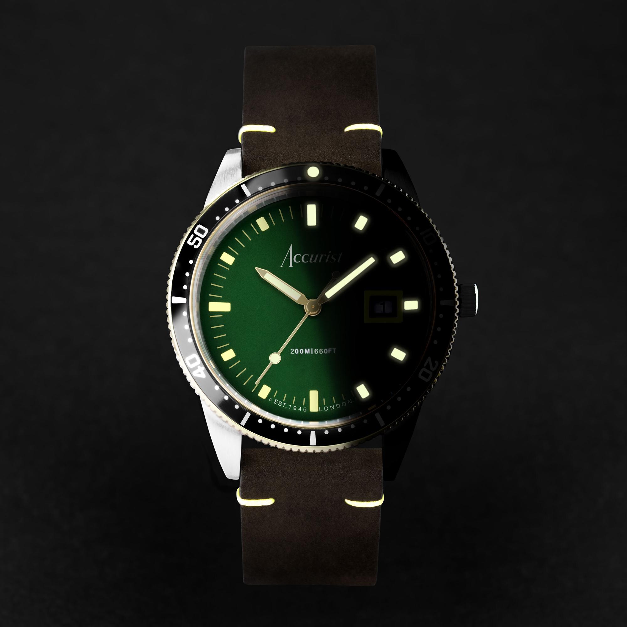 Accurist 72000 Dive 42mm - Samphire Green Dive fashion-modowy zegarek srebrny