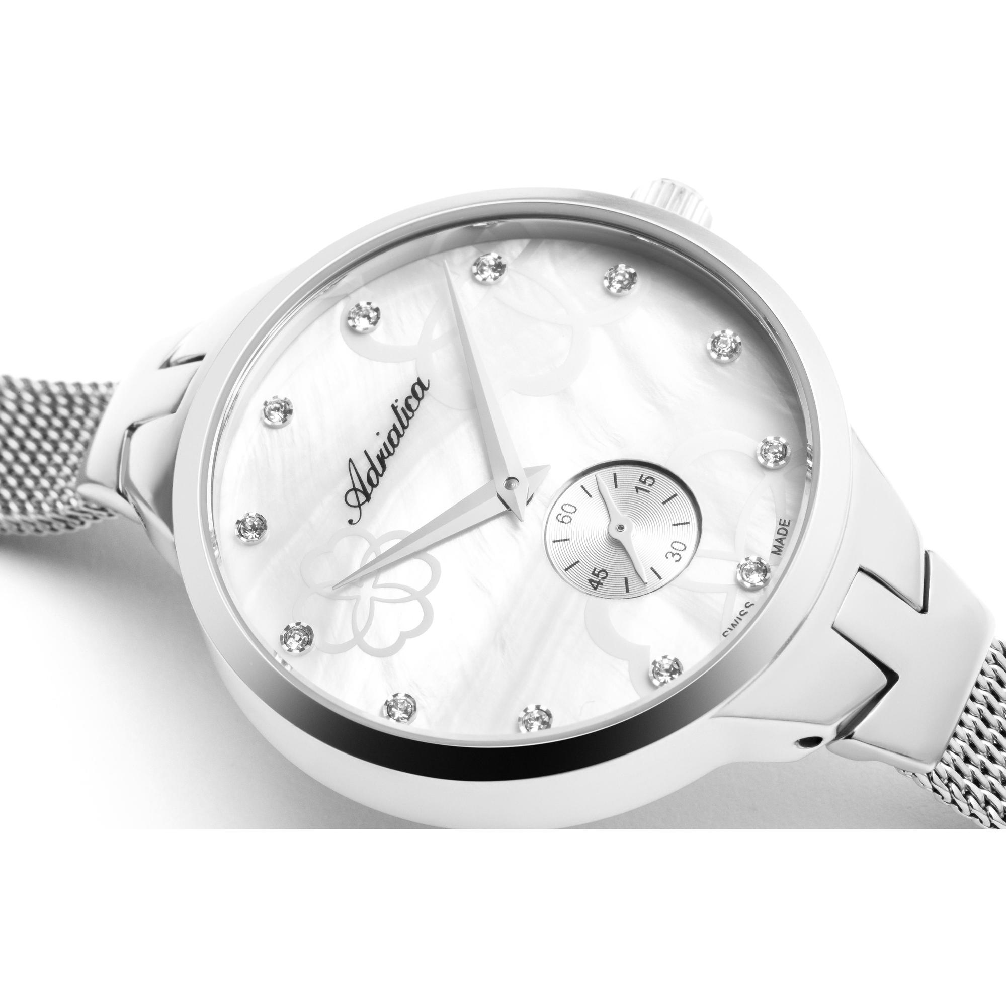 Adriatica A3719514FQ Fashion Bransoleta elegancki zegarek srebrny