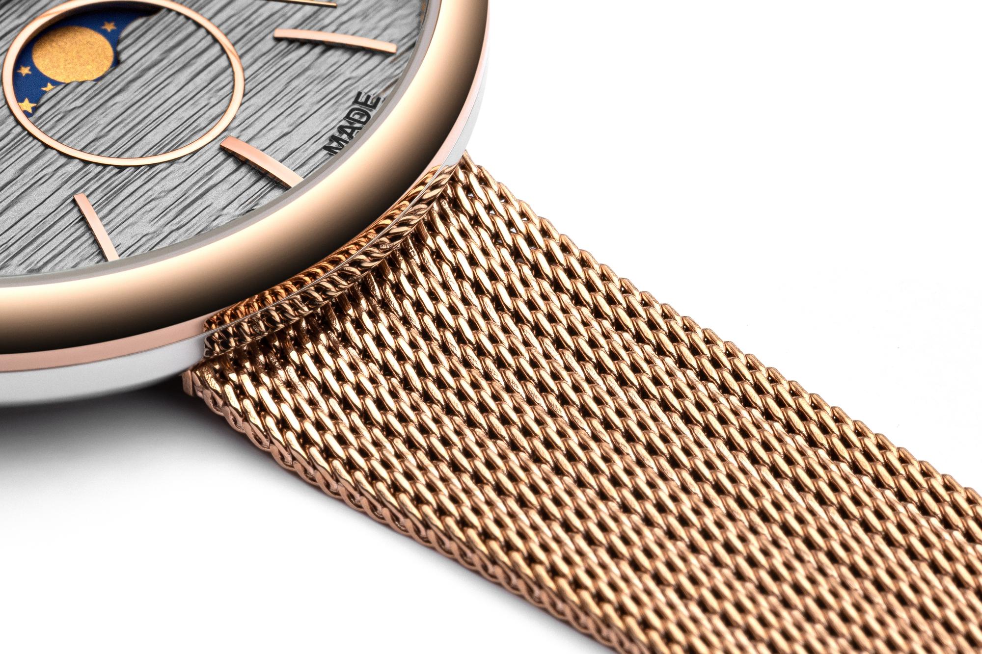 Adriatica A3732R117QF Moonphase Bransoleta elegancki zegarek różowe złoto