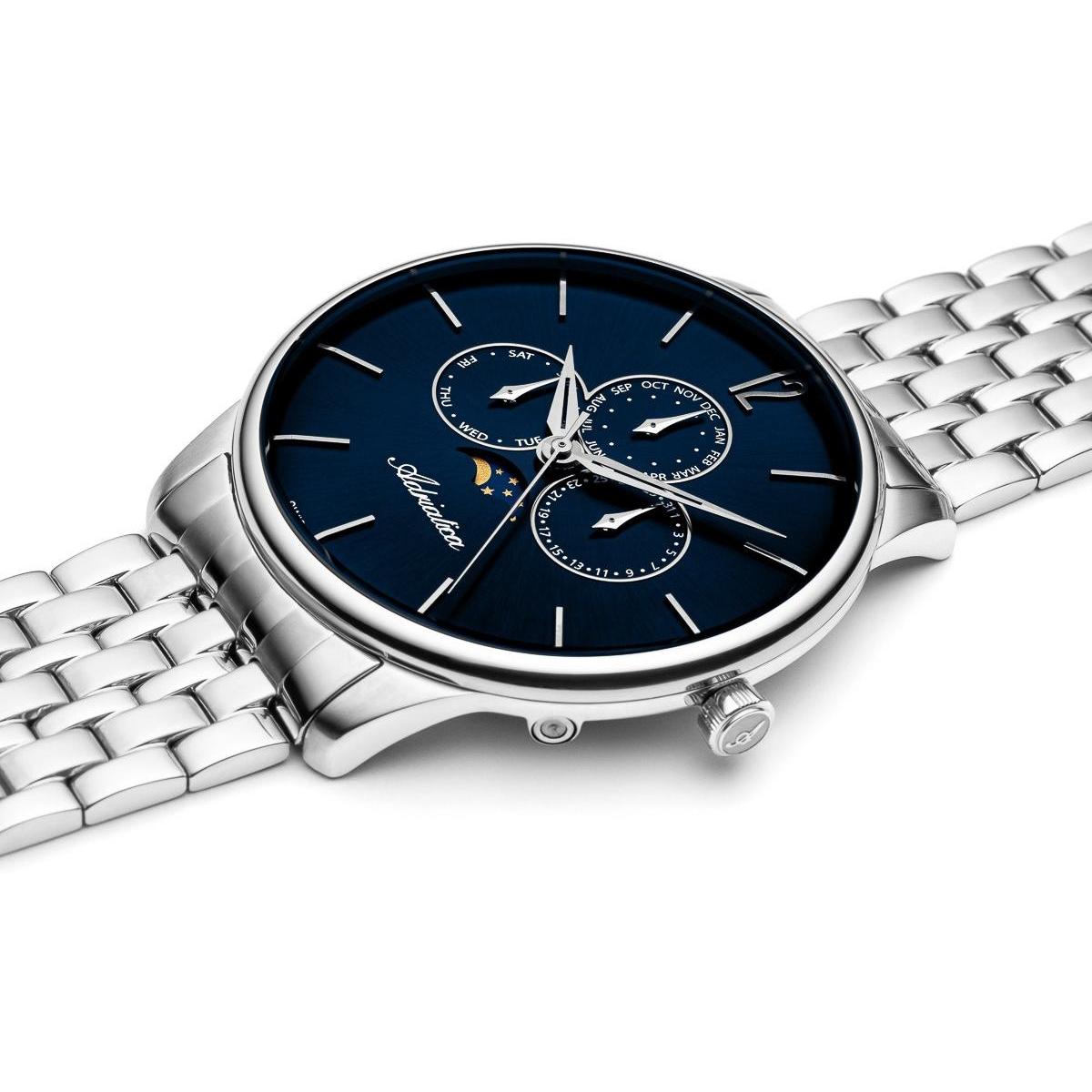 Adriatica A82695155QF Moonphase Bransoleta klasyczny zegarek srebrny - miniatura 7