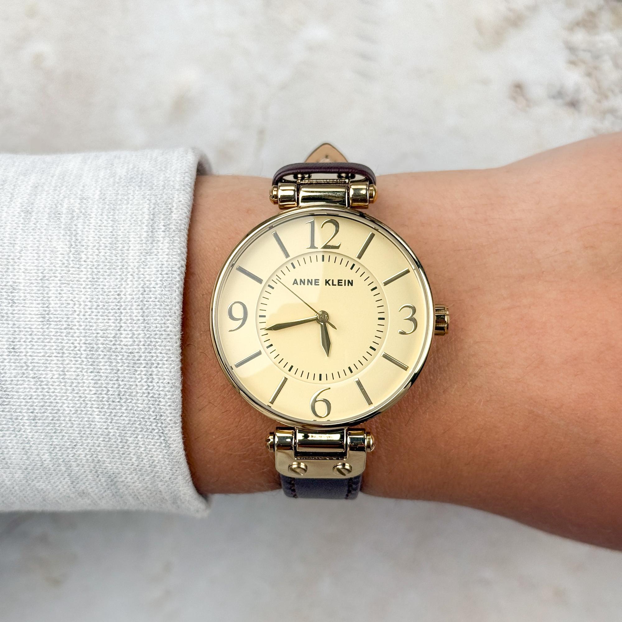 Anne Klein 10-9168IVBN zegarek złoty klasyczny Pasek pasek