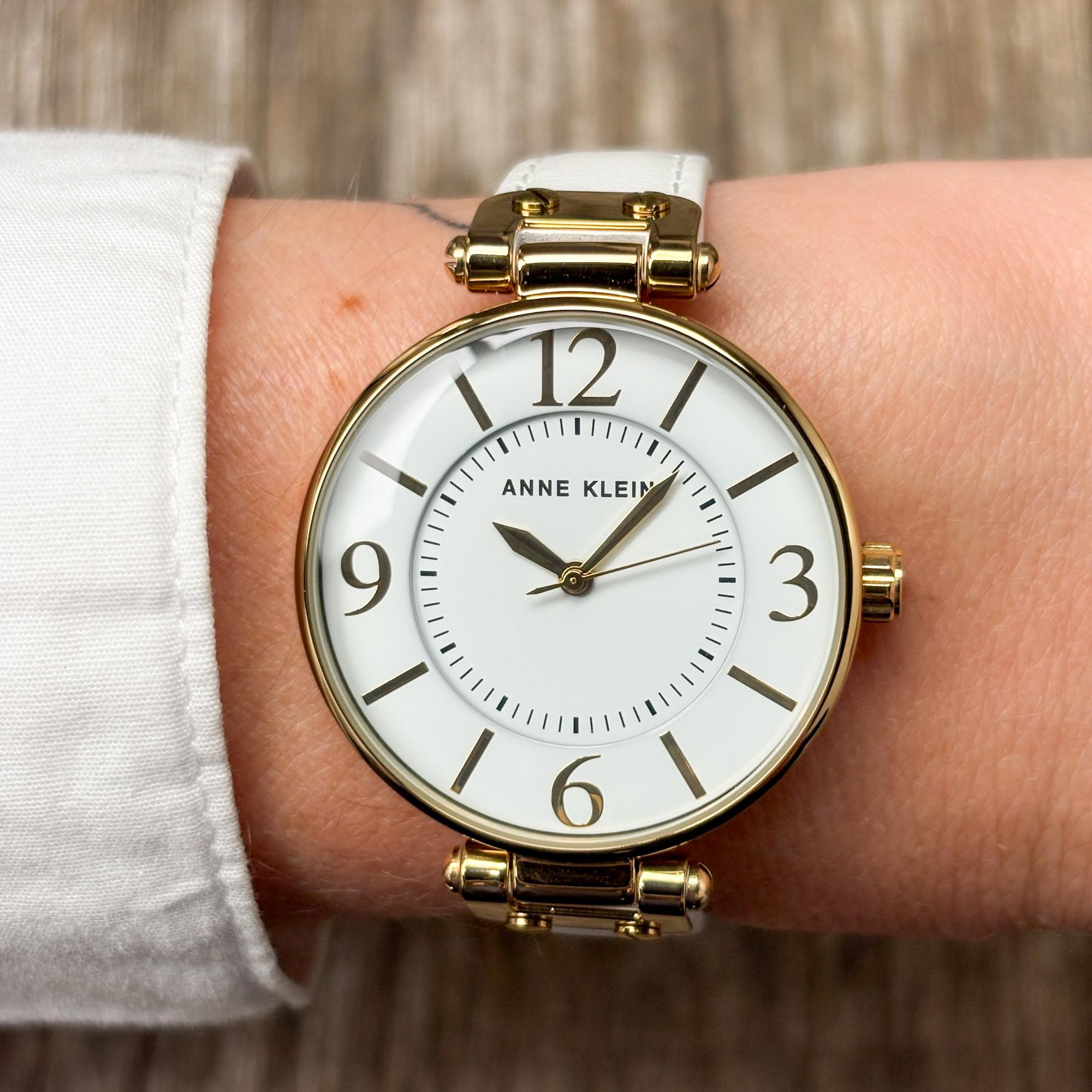 Anne Klein 10-9168WTWT zegarek złoty klasyczny Pasek pasek