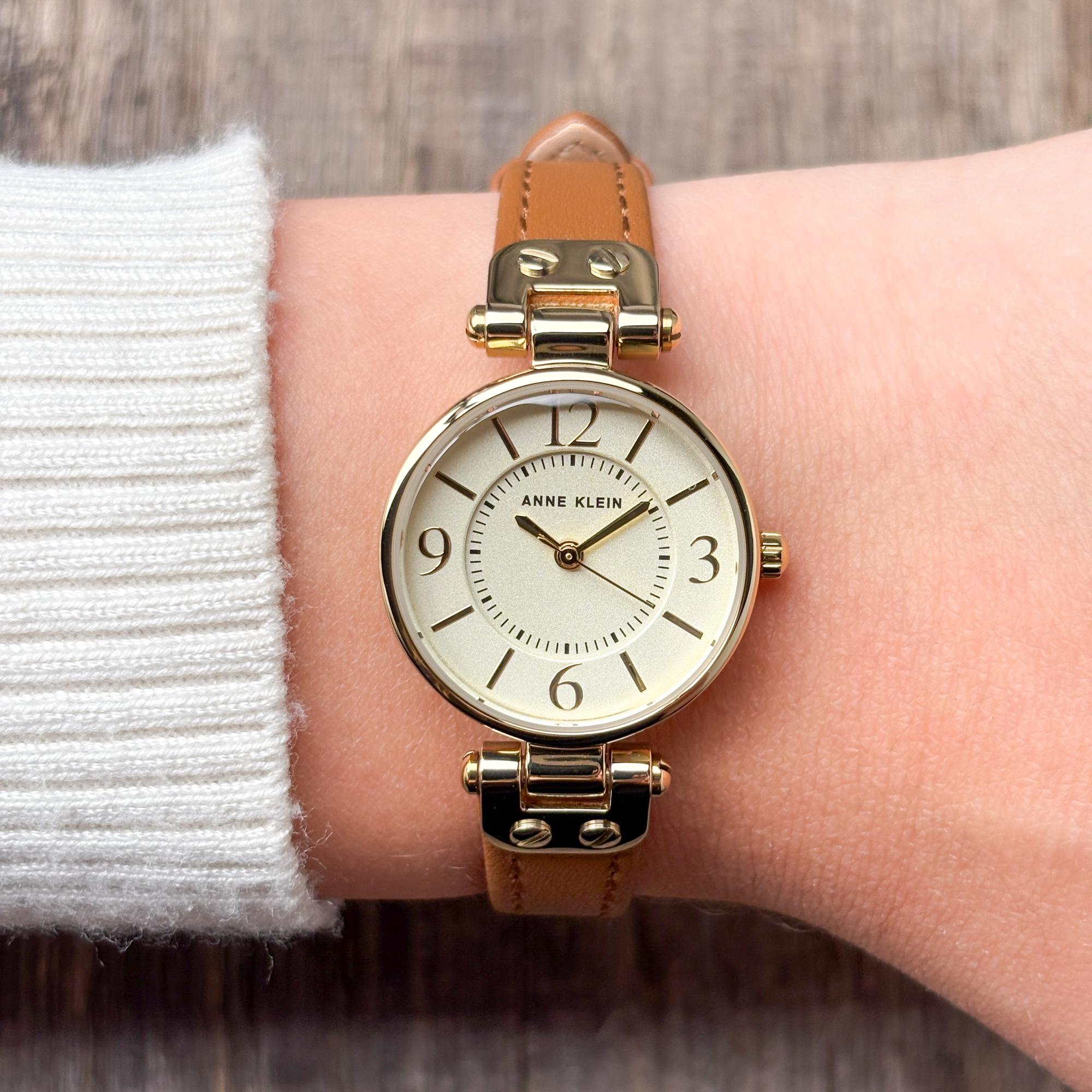 Anne Klein 10-9442CHHY zegarek złoty elegancki Anne Klein pasek