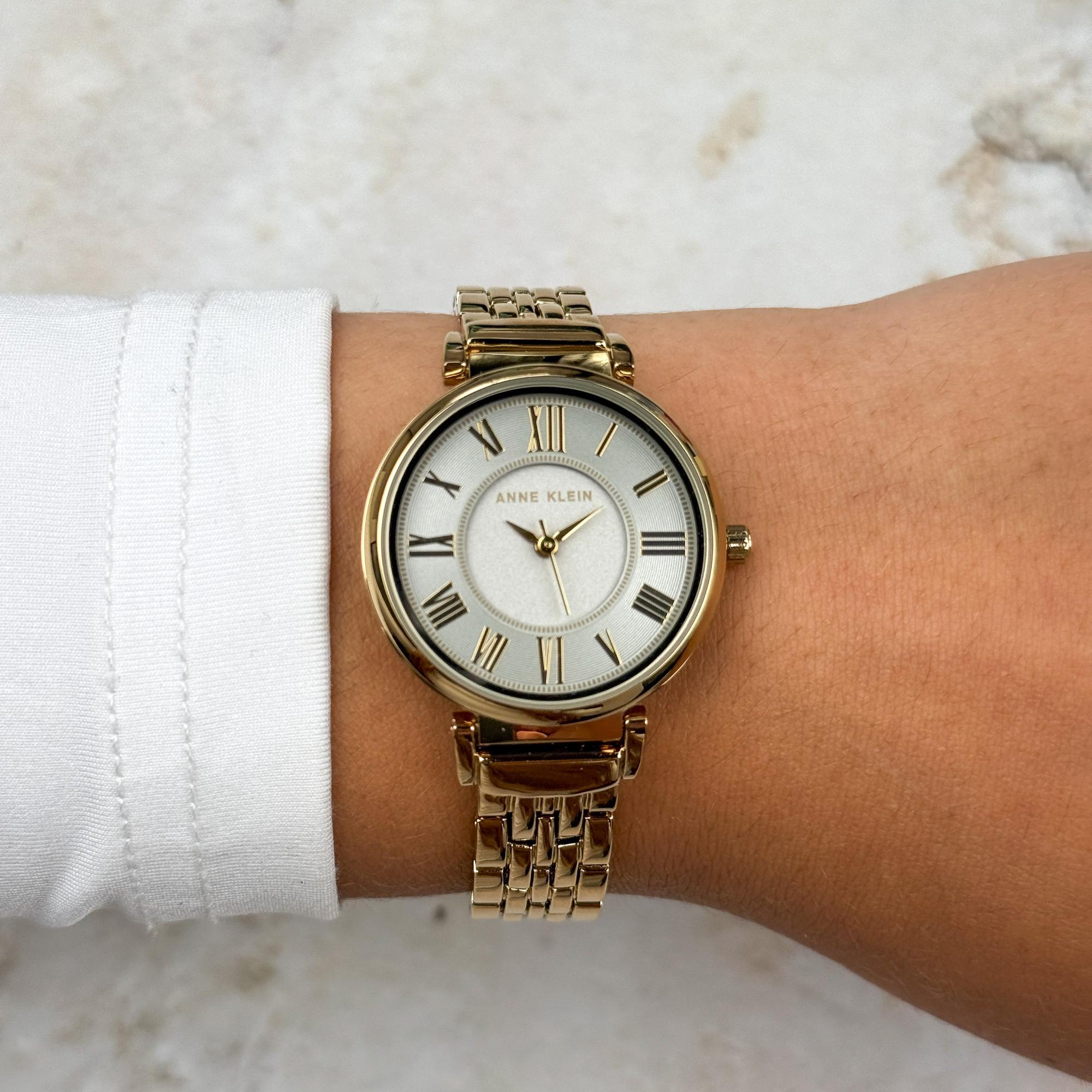 Anne Klein AK-2158GYGB Bransoleta zegarek damski klasyczny mineralne