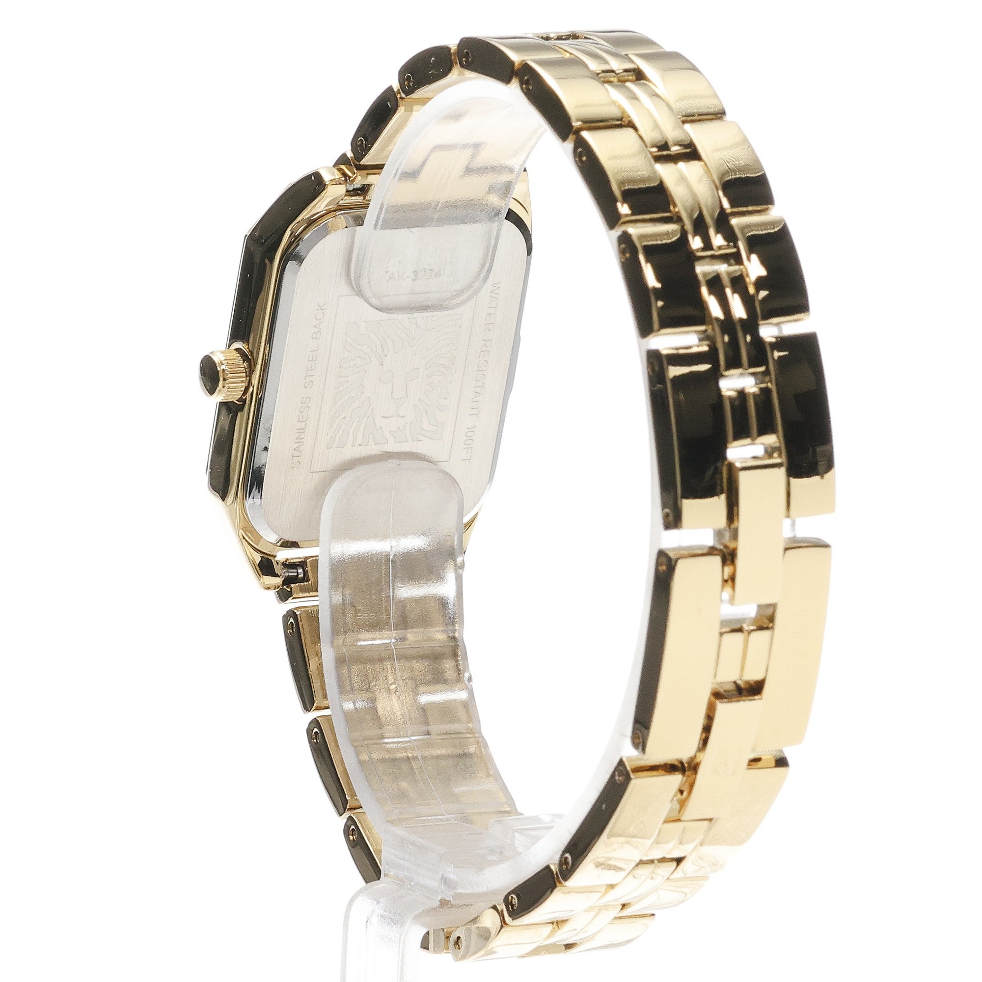 Anne Klein AK-3774BKGB Black Gold-Tone Bransoleta klasyczny zegarek złoty - miniatura 4
