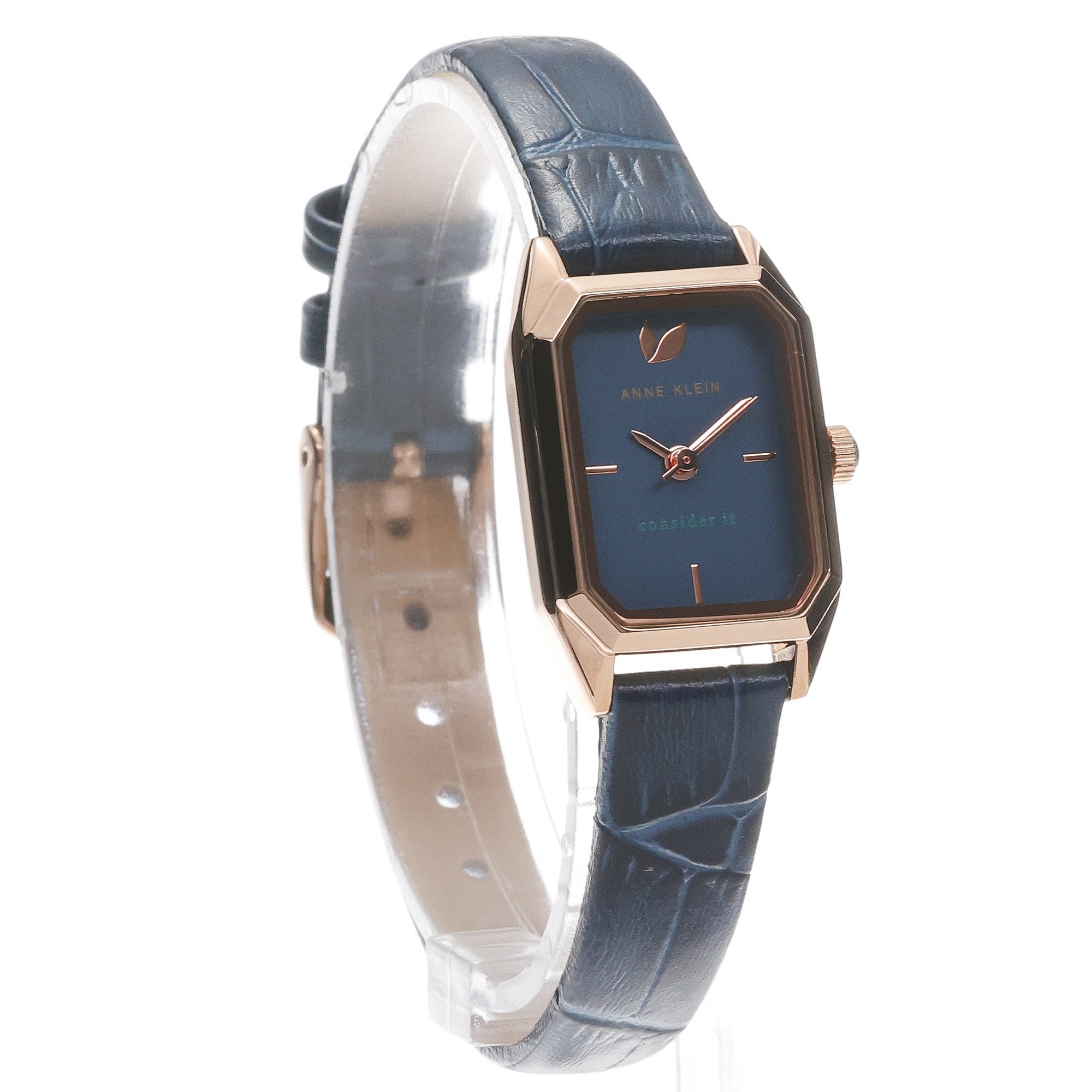 Anne Klein AK-5148NVNV Consider It Octagonal Leather Band Watch zegarek klasyczny Pasek - miniatura 3
