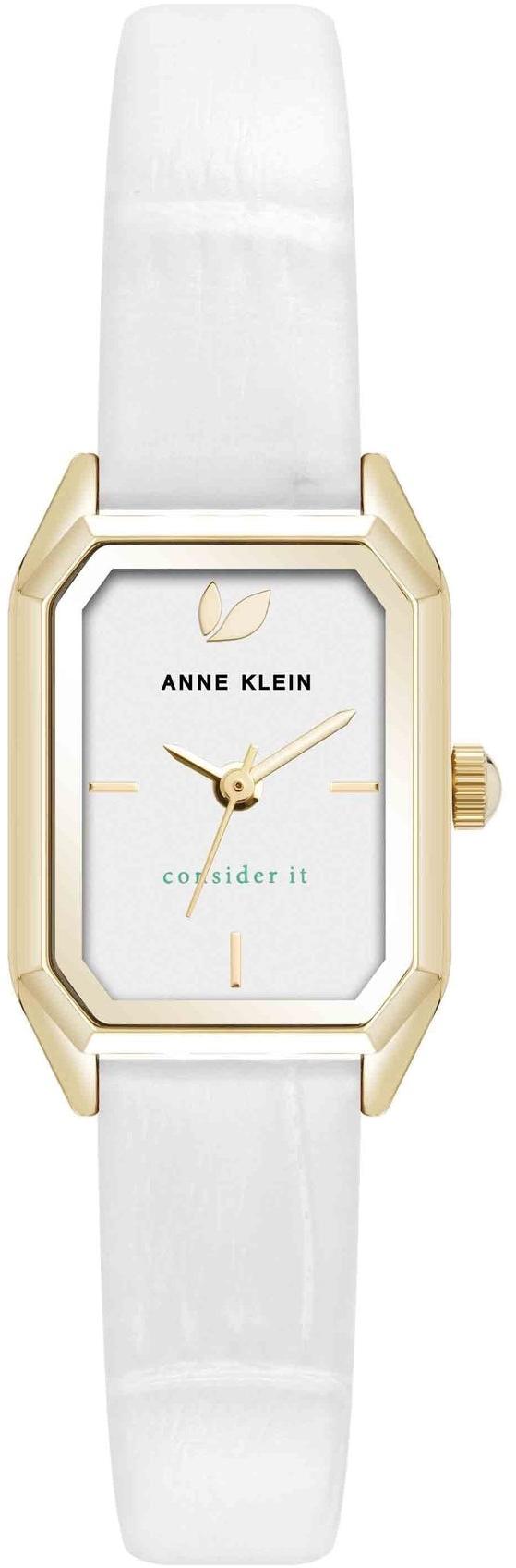 Consider It Octagonal Leather Band Watch Anne Klein AK-5148SVWT 