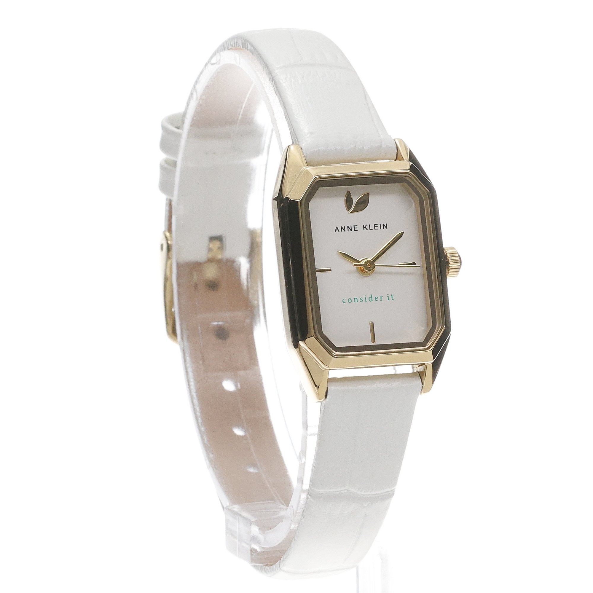 Anne Klein AK-5148SVWT Consider It Octagonal Leather Band Watch zegarek klasyczny Pasek - miniatura 3