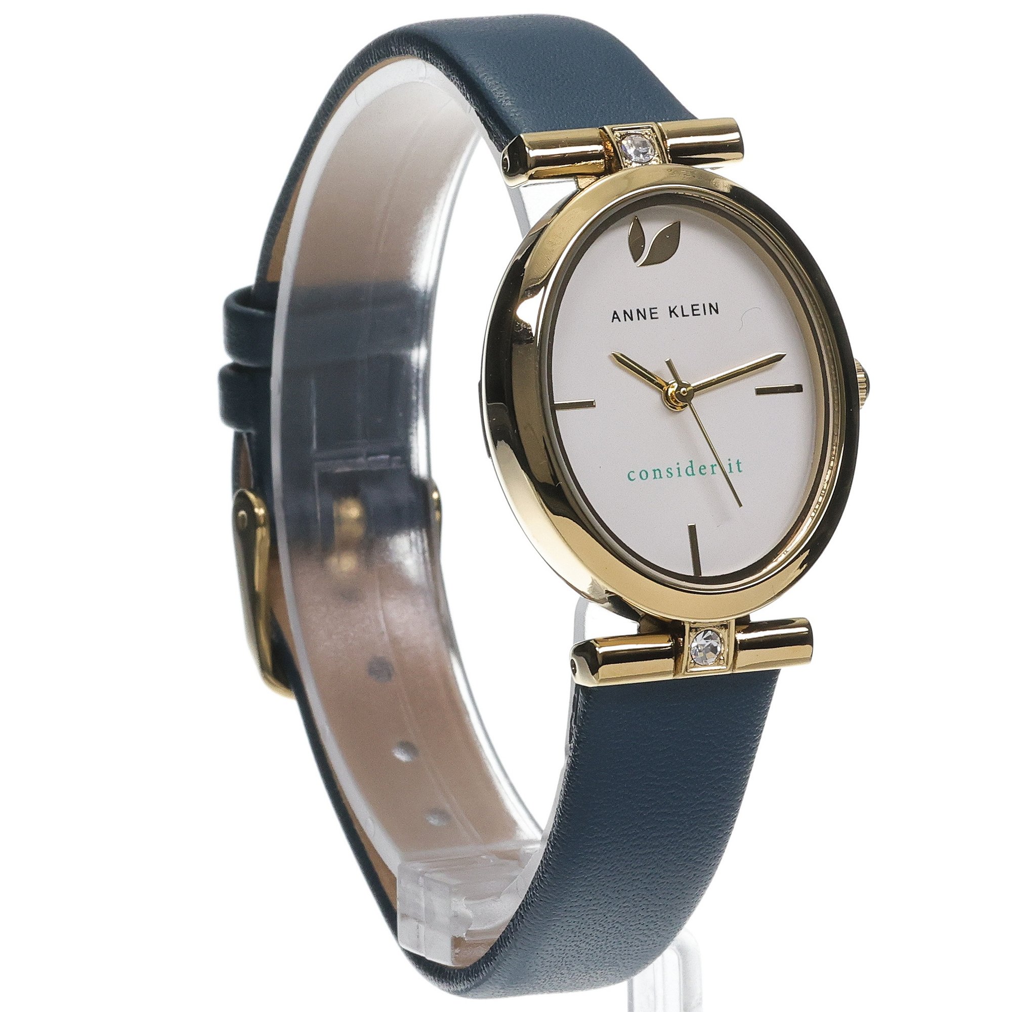 Anne Klein AK-5154SVBL Consider It Oval Case Leather Watch zegarek elegancki Pasek - miniatura 3
