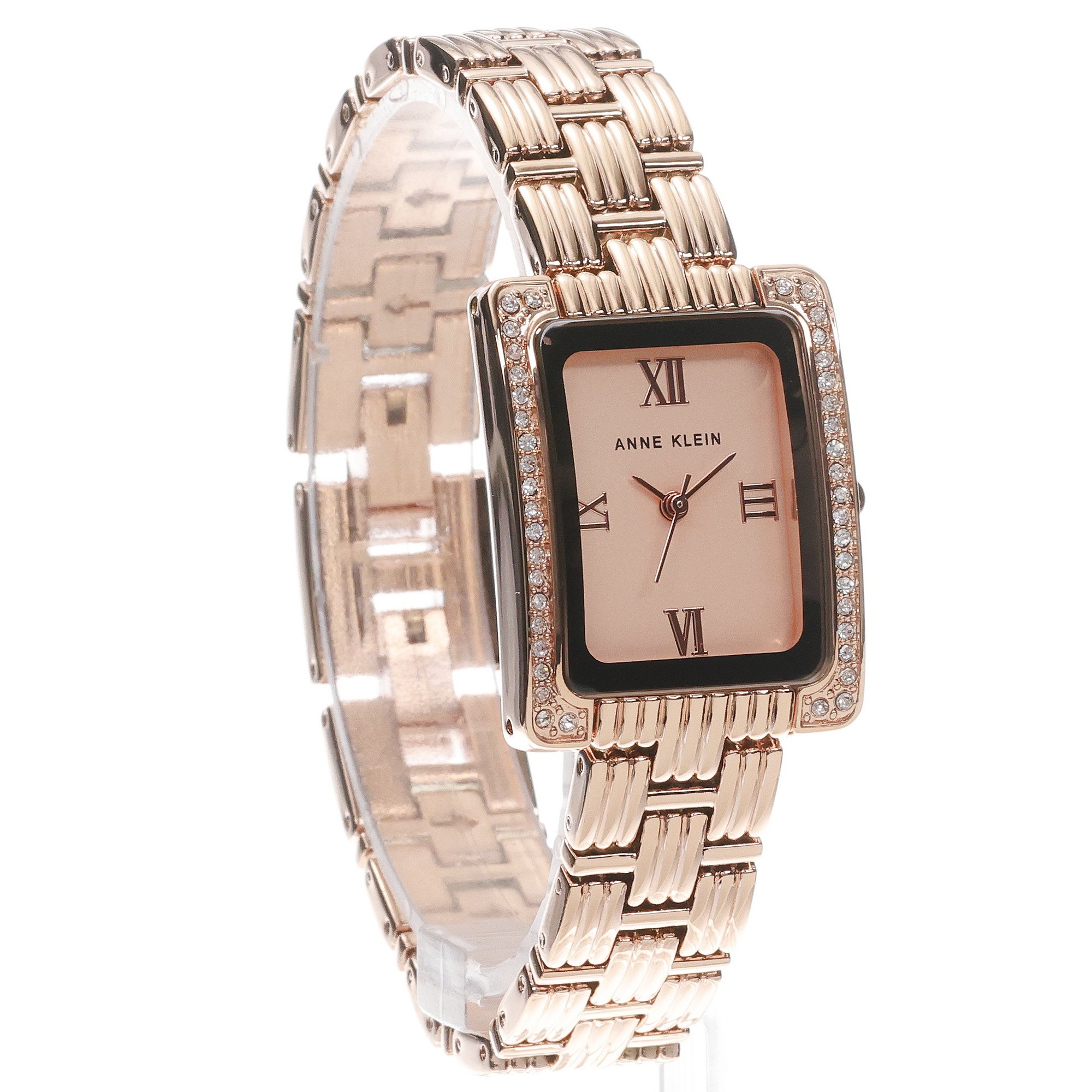 Anne Klein AK-5168RGRG Premium Crystal Accented Grooved Link Bracelet Watch zegarek klasyczny Bransoleta - miniatura 3