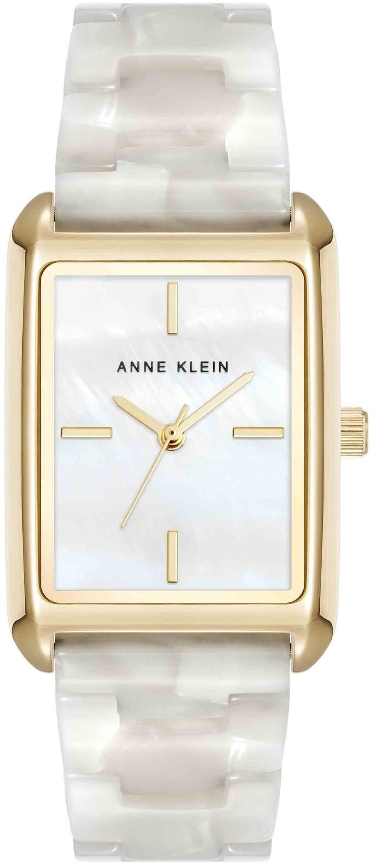 Delicate Rectangular Acetate Link Bracelet Watch Anne Klein AK-5290GPIV 