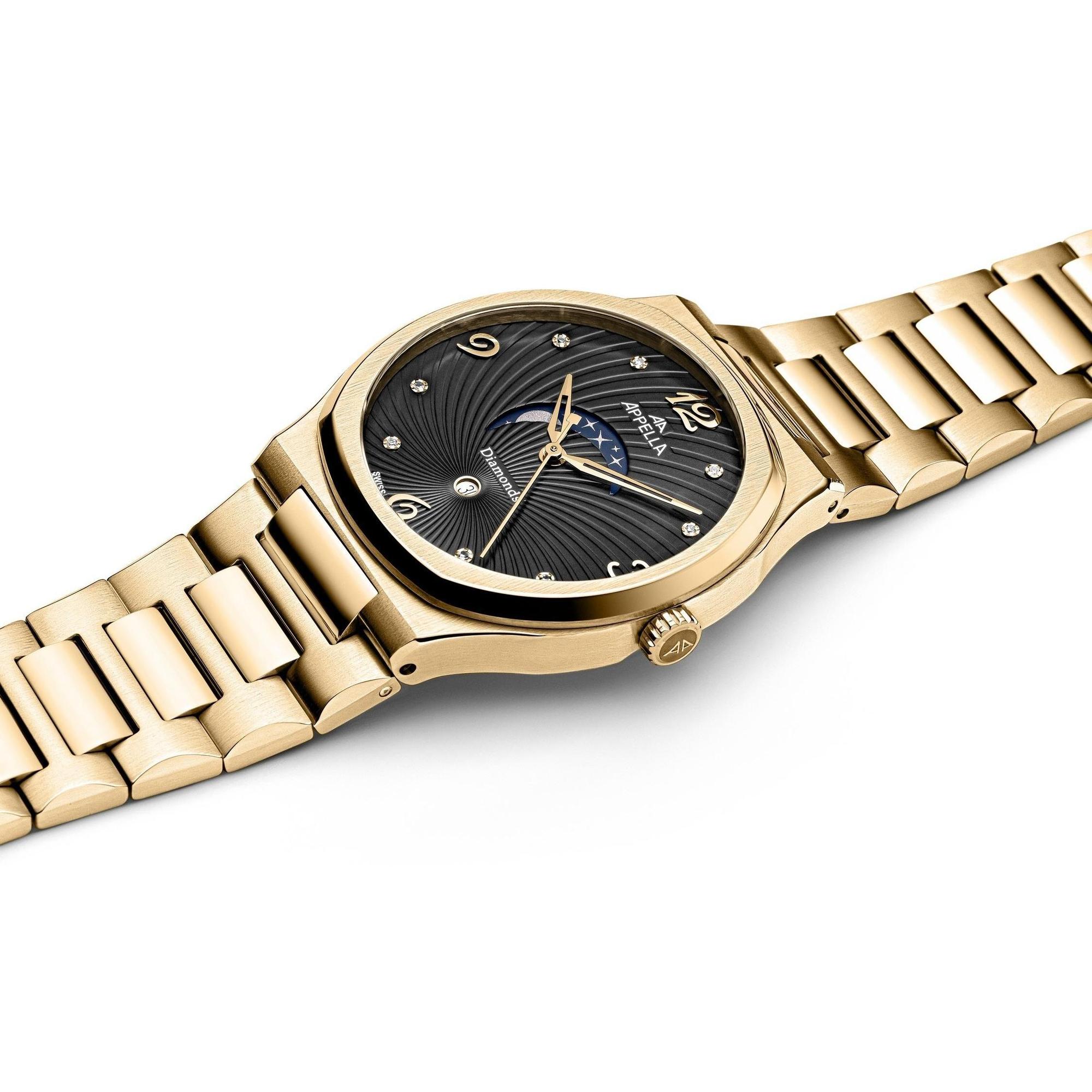 Appella L320061176QD zegarek złoty klasyczny Diamonds bransoleta