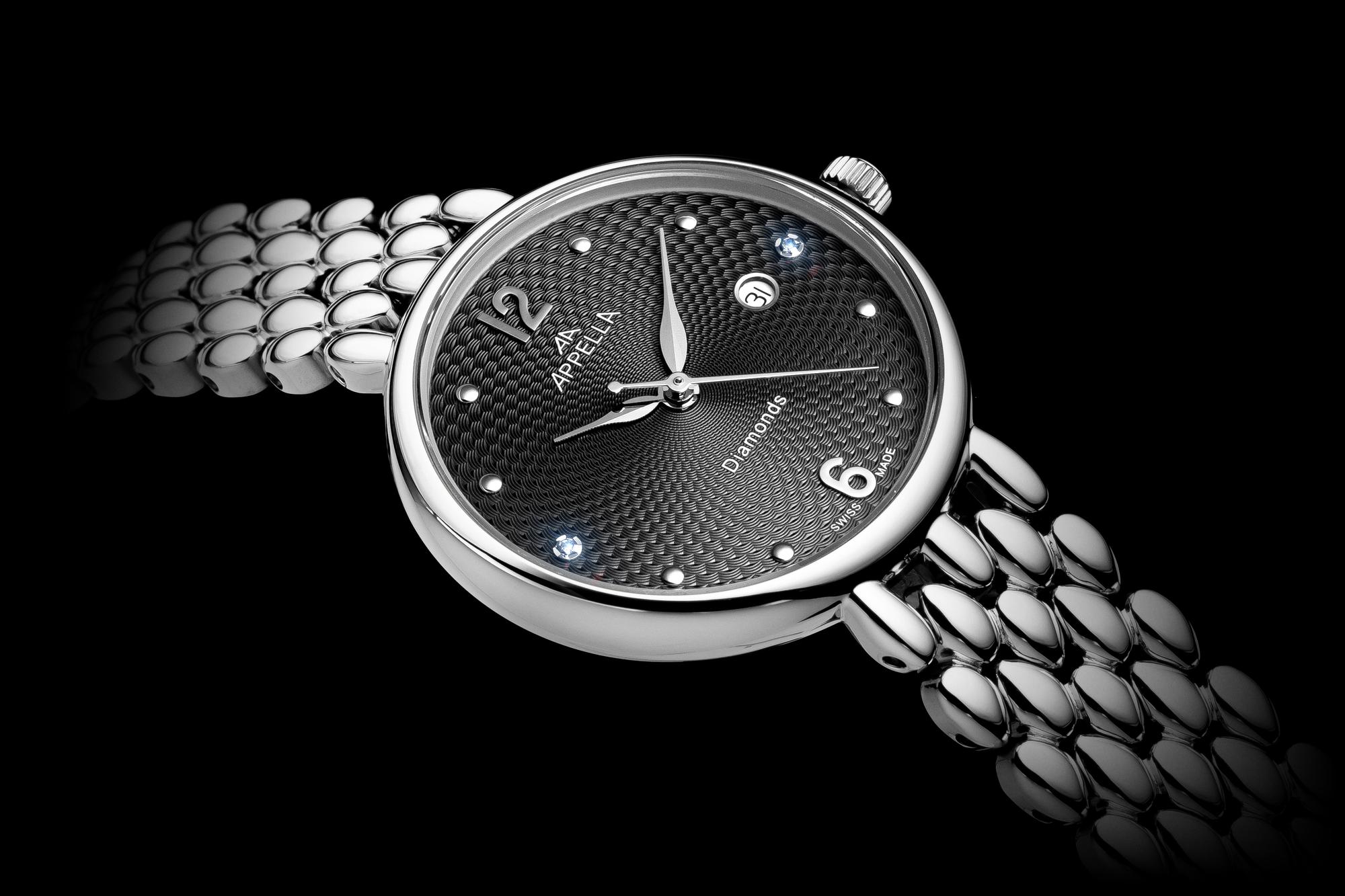 Appella L500145176DQ zegarek srebrny elegancki Diamonds bransoleta