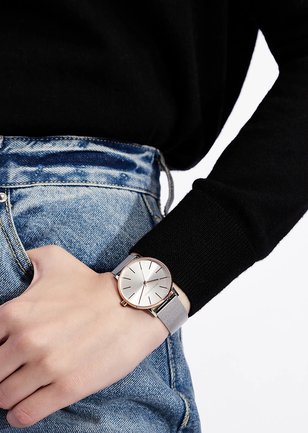 Armani Exchange AX5537 zegarek srebrny klasyczny Fashion bransoleta - miniatura 5