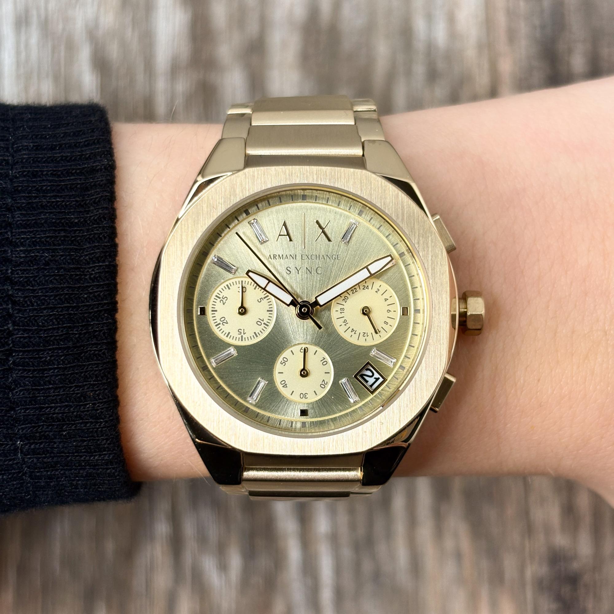 Armani Exchange AX6034 Sync Fashion fashion-modowy zegarek złoty - miniatura 9