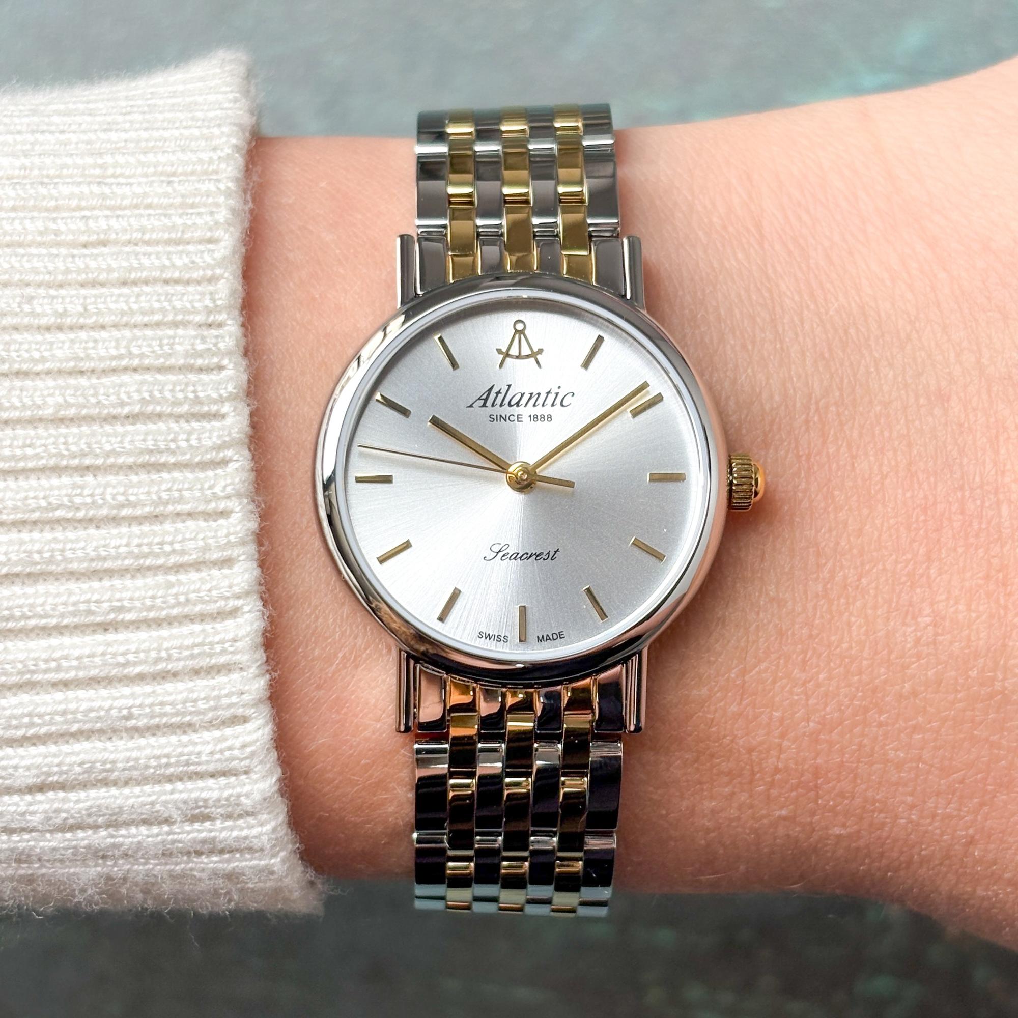 Atlantic 102454321G zegarek srebrny klasyczny Seacrest bransoleta