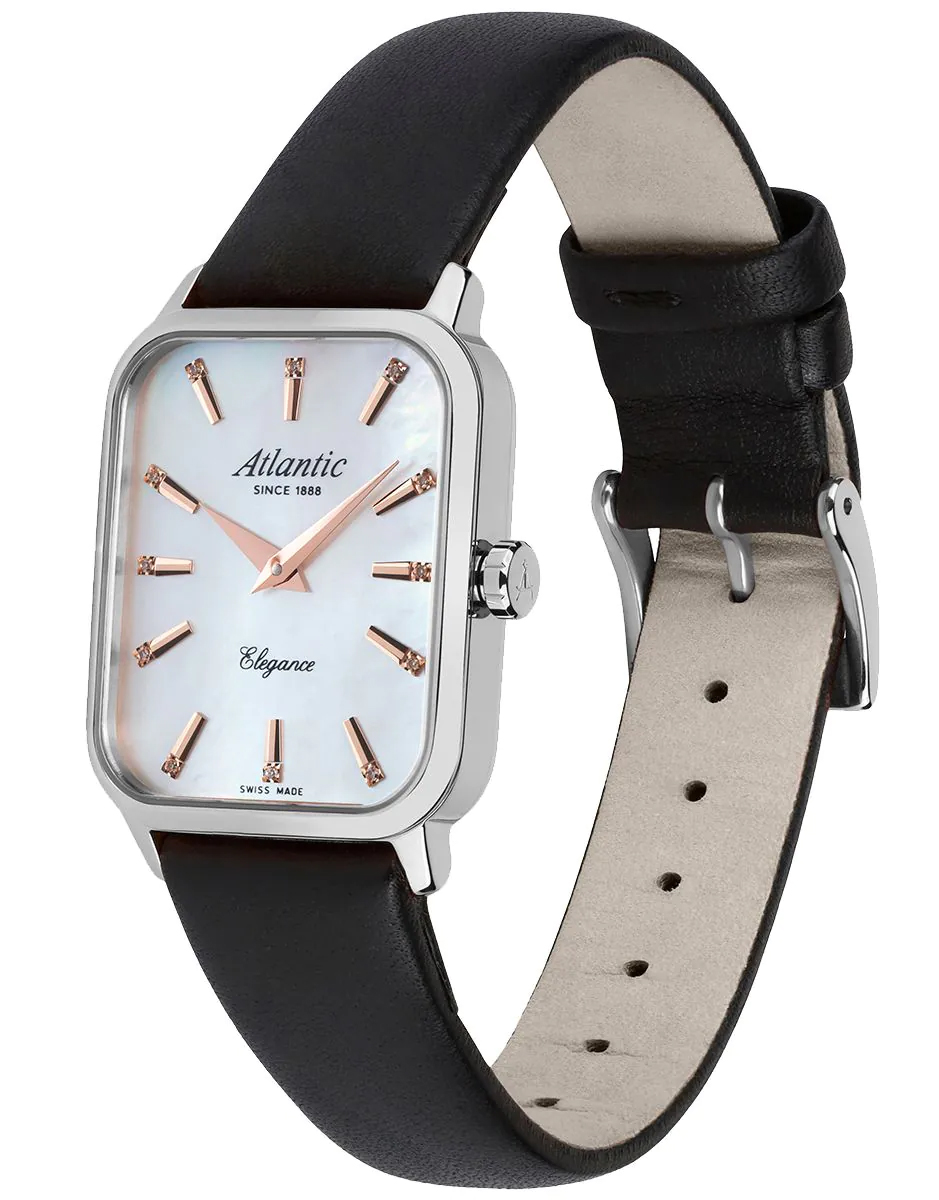 Atlantic 300404109RL zegarek srebrny elegancki Elegance pasek