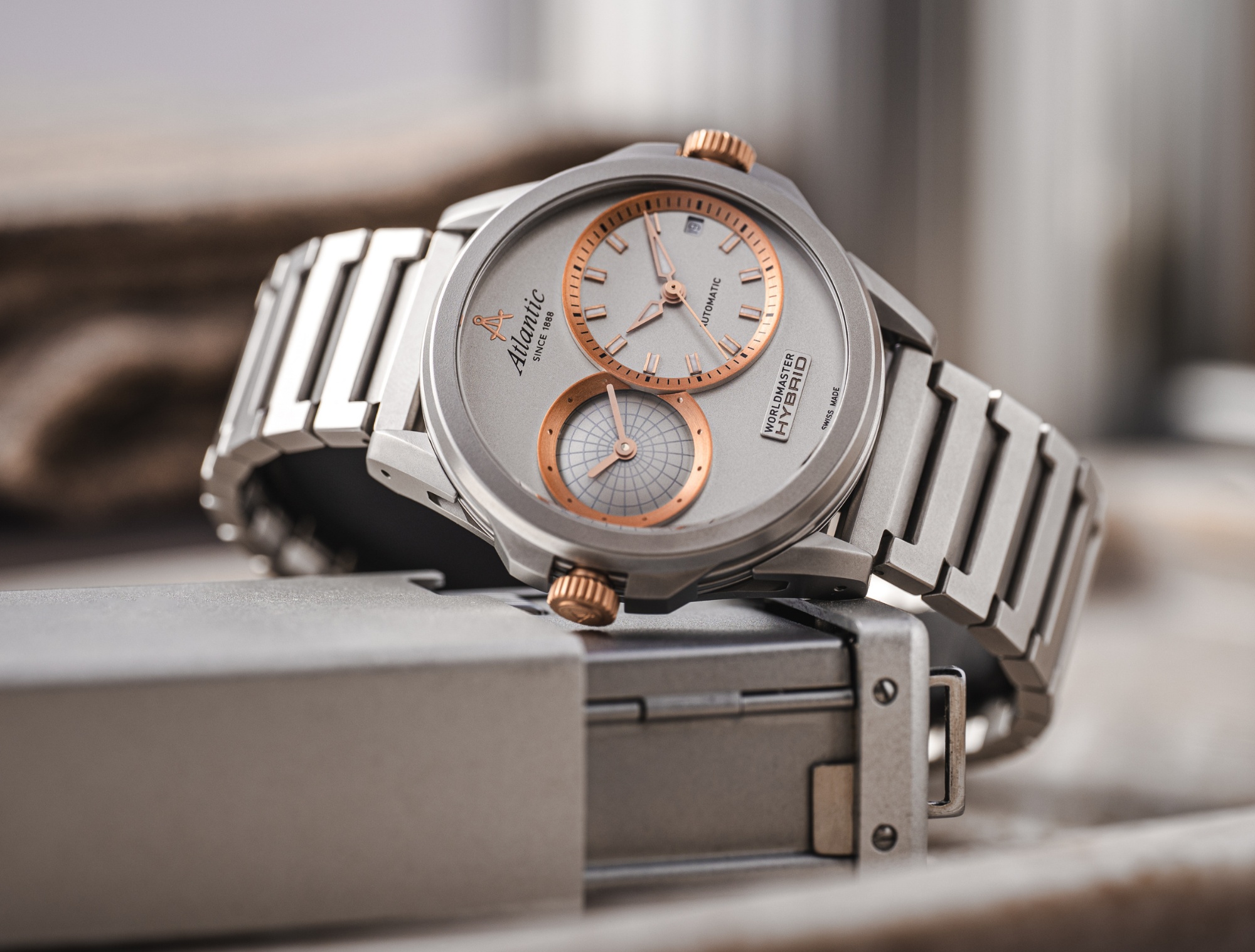 Atlantic 507554129 zegarek męski klasyczny Worldmaster bransoleta