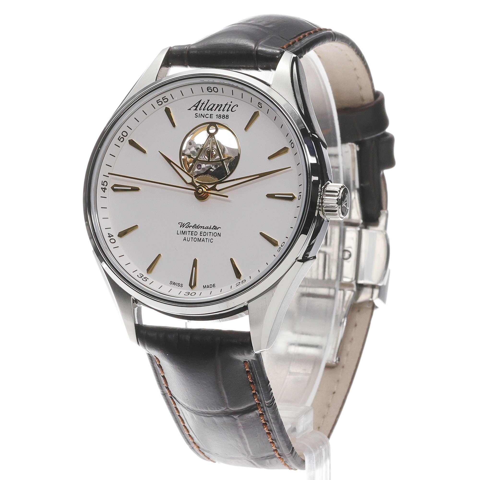 Atlantic 527804121G zegarek srebrny klasyczny Worldmaster pasek