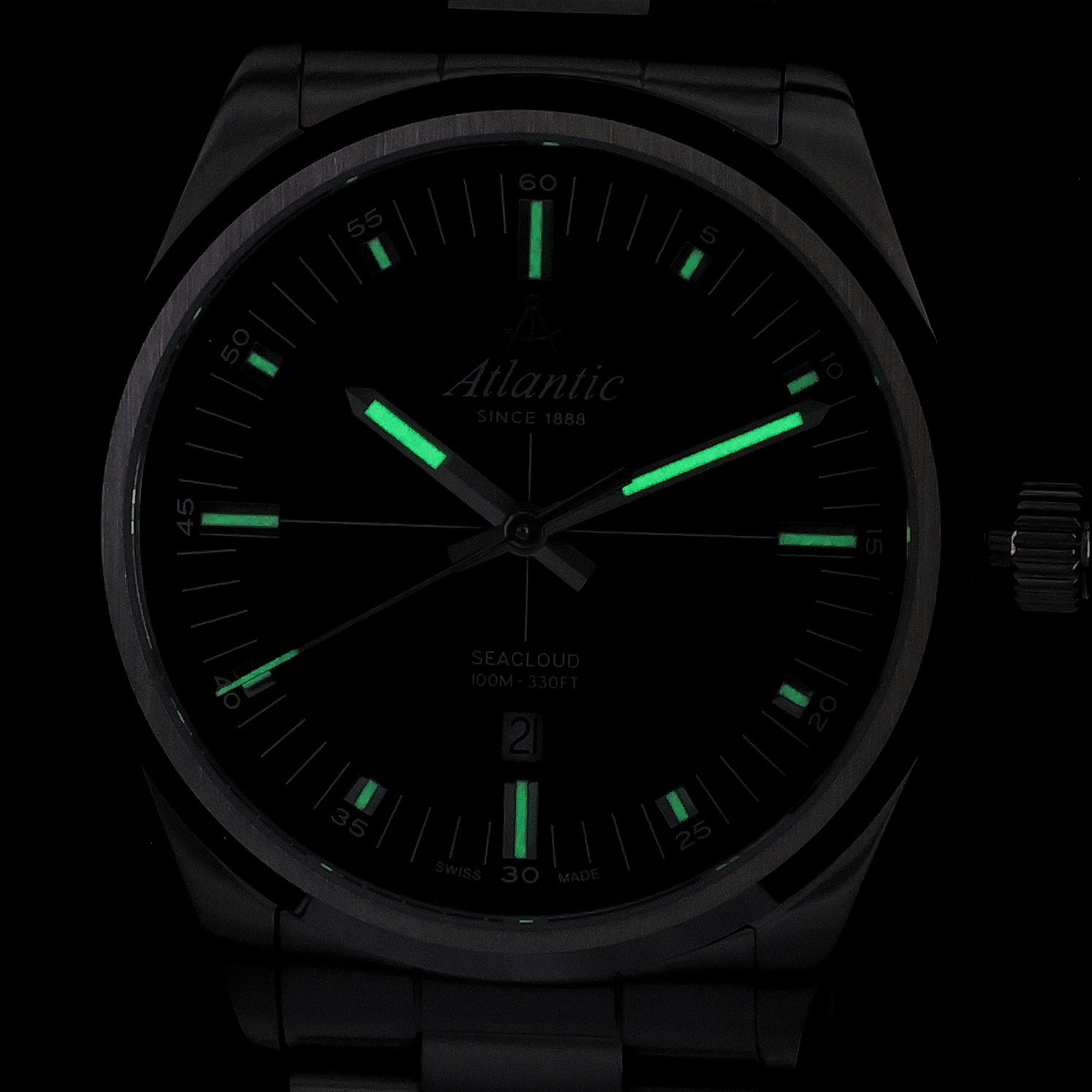 Atlantic 733664161 zegarek srebrny klasyczny Seacloud bransoleta