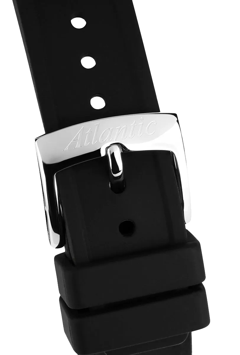 Atlantic 813714169PU Mariner Quartz Wave Black on PU Strap Mariner typudiver zegarek srebrny