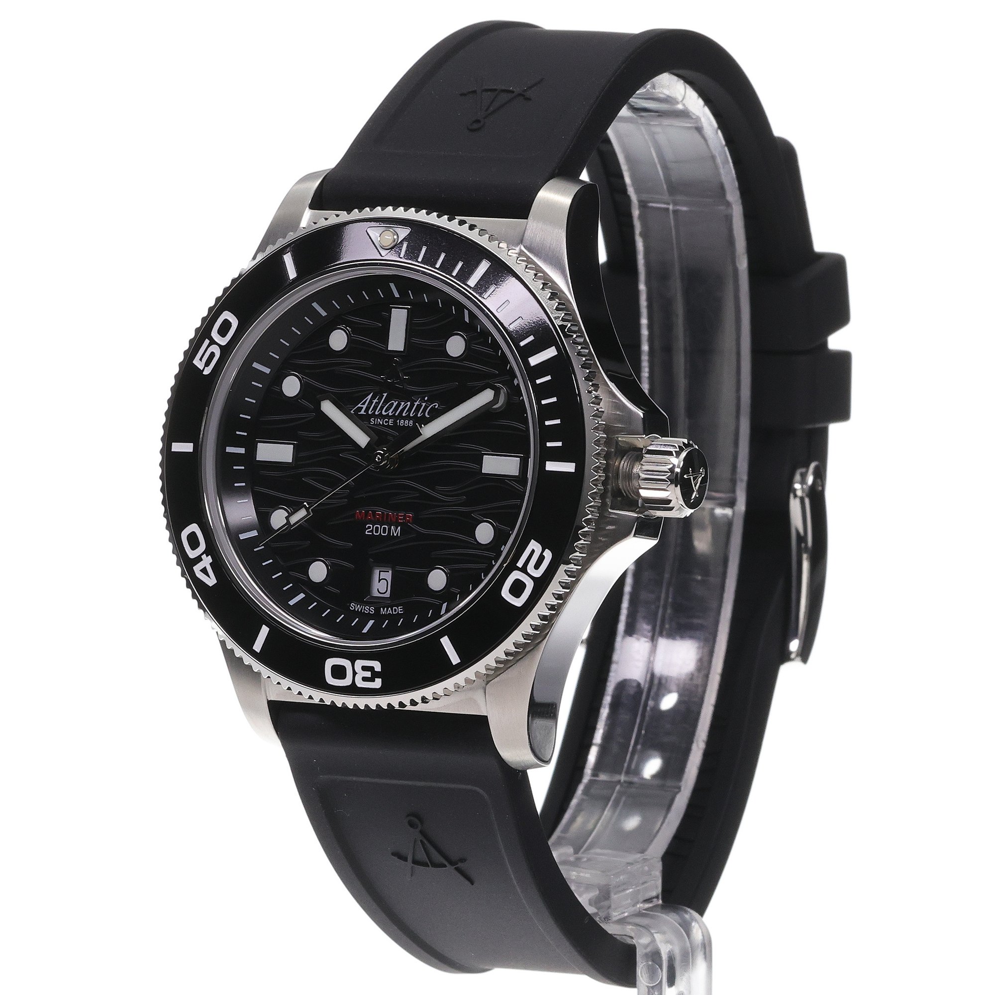 Atlantic 813714169PU Mariner Quartz Wave Black on PU Strap zegarek typudiver Mariner