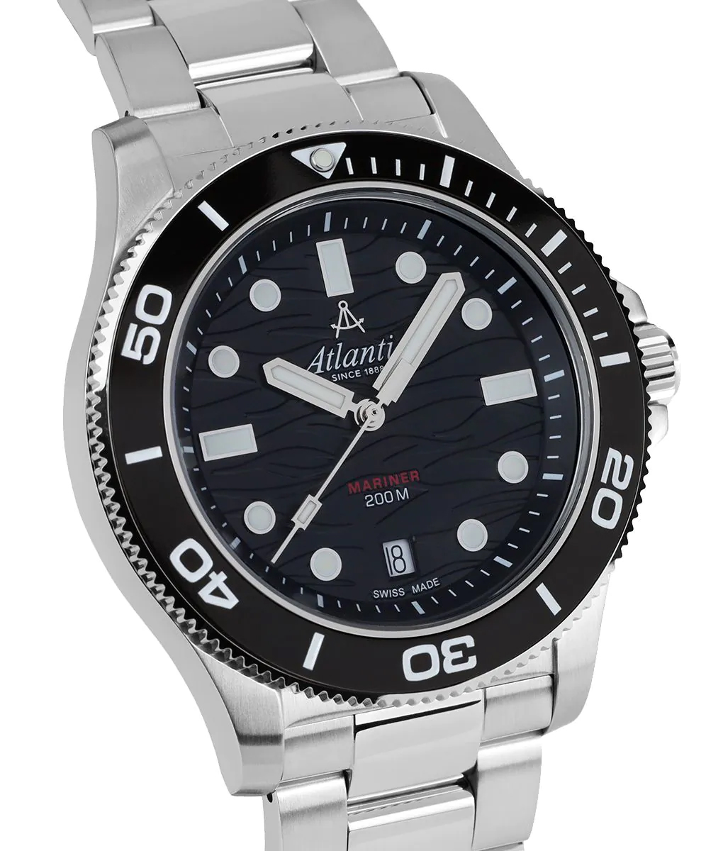 Atlantic 813764169 Mariner Mariner Quartz Wave Black zegarek męski typudiver szafirowe