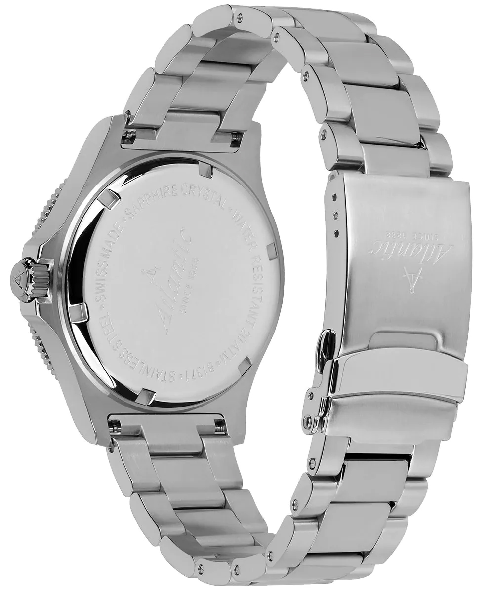Atlantic 813764169 Mariner Quartz Wave Black Mariner typudiver zegarek srebrny