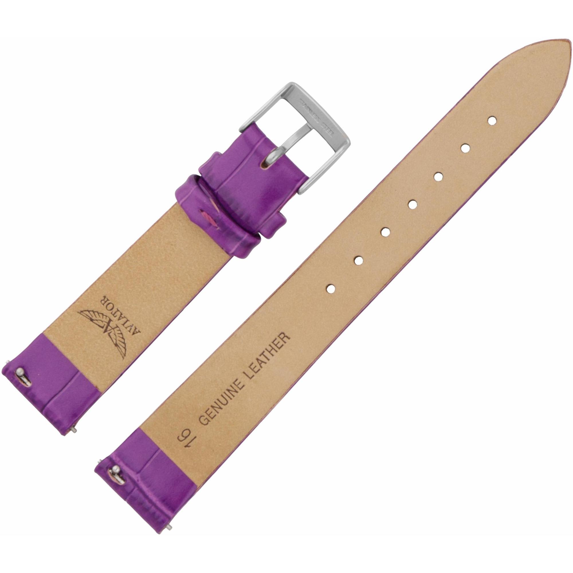 Aviator Pasek Ladies Moonflight Skóra V1330 16 mm - Fioletowy błyszcząca kl pasek do zegarka - miniatura 2
