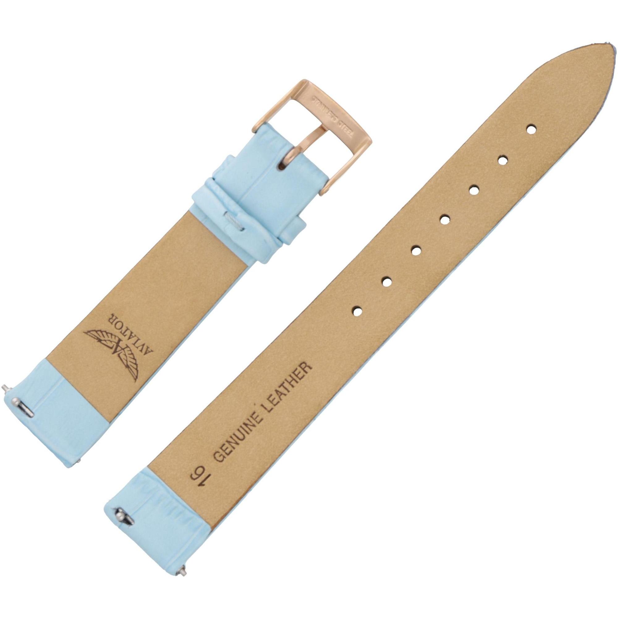 Aviator Pasek Ladies Moonflight Skóra V1332 16 mm - Jasny niebieski różowa kl pasek do zegarka - miniatura 2