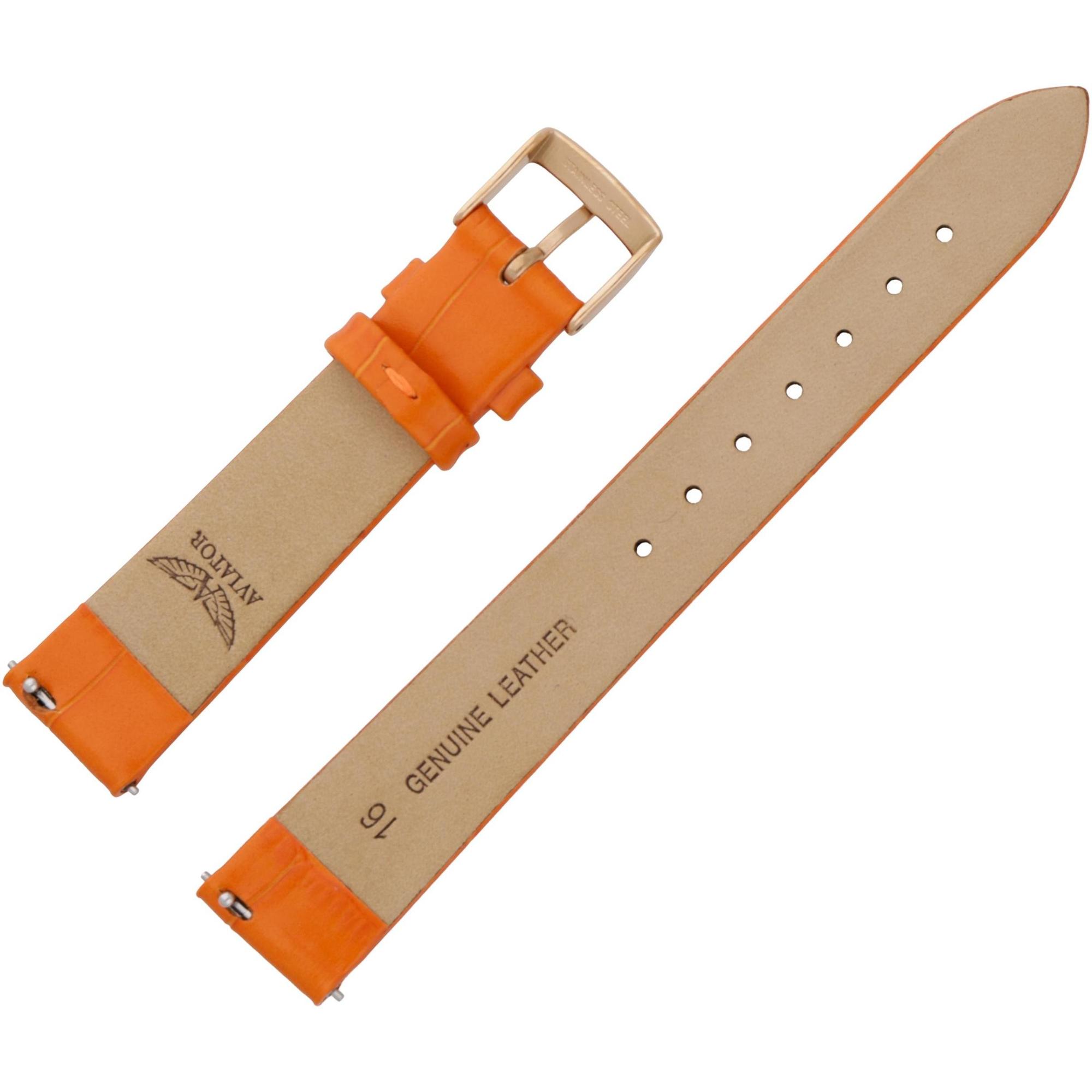 Aviator Pasek Ladies Moonflight Skóra V1332 16 mm - Pomarańczowy różowa kl pasek do zegarka - miniatura 2