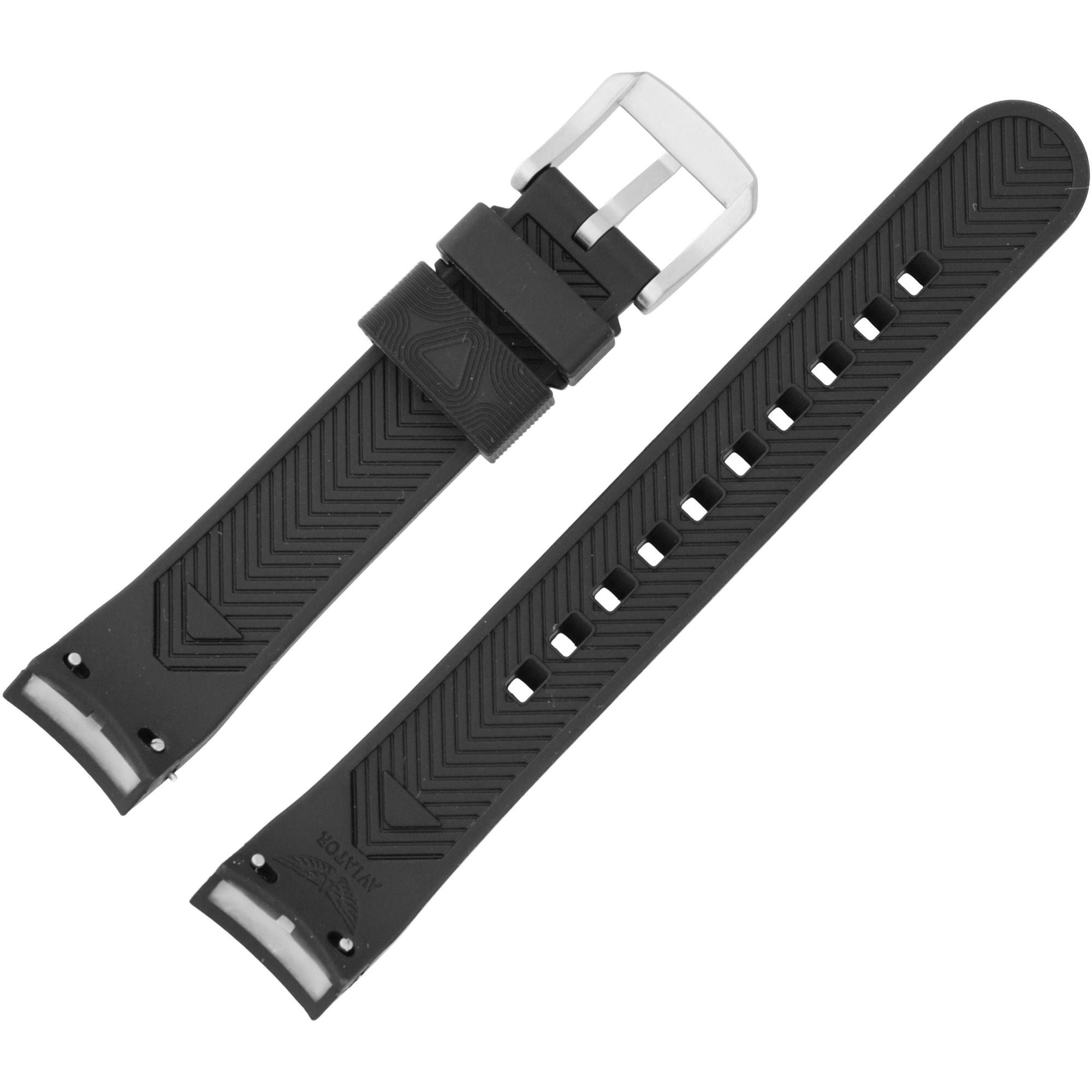 Aviator Pasek XPRO Silikon Czarny V1420 - V1430 - Stalowa kl pasek do zegarka - miniatura 2