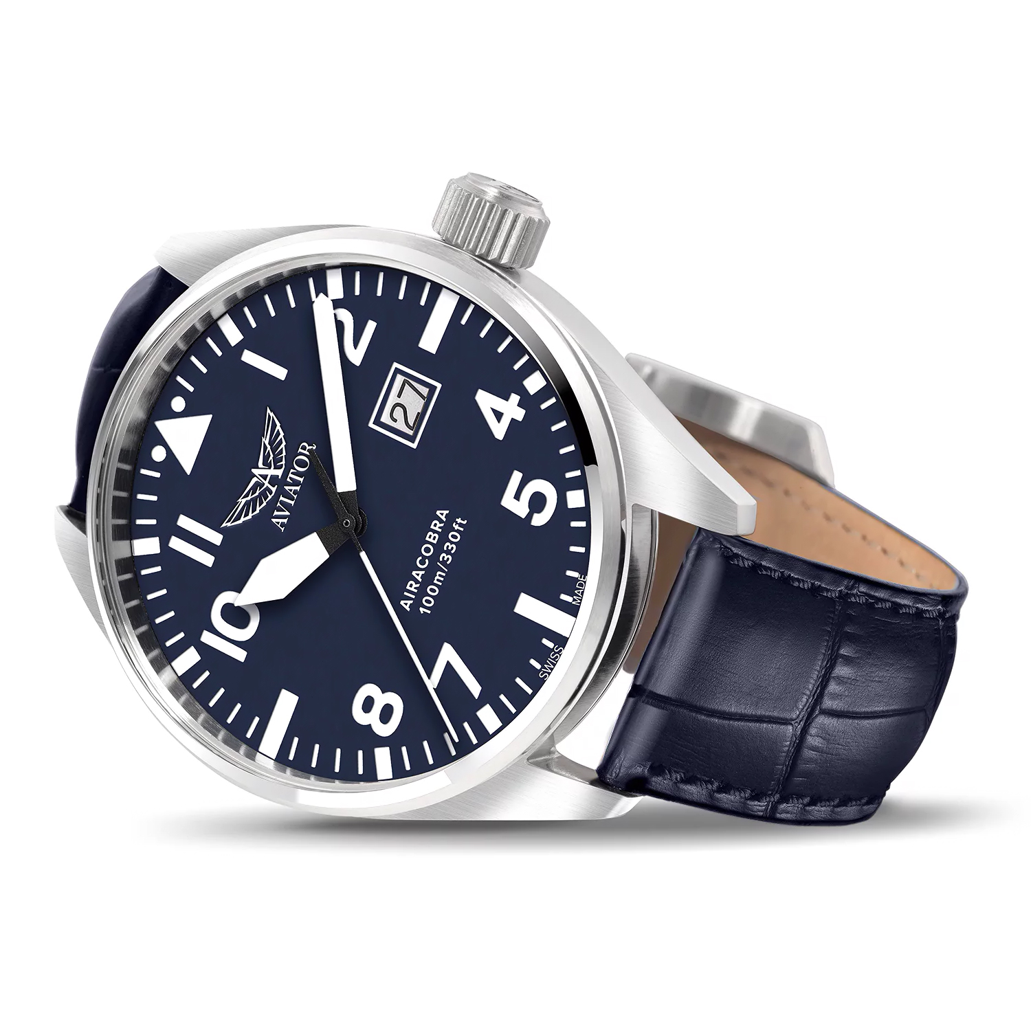Aviator V12201494 AIRACOBRA P42 Quartz Airacobra klasyczny zegarek srebrny