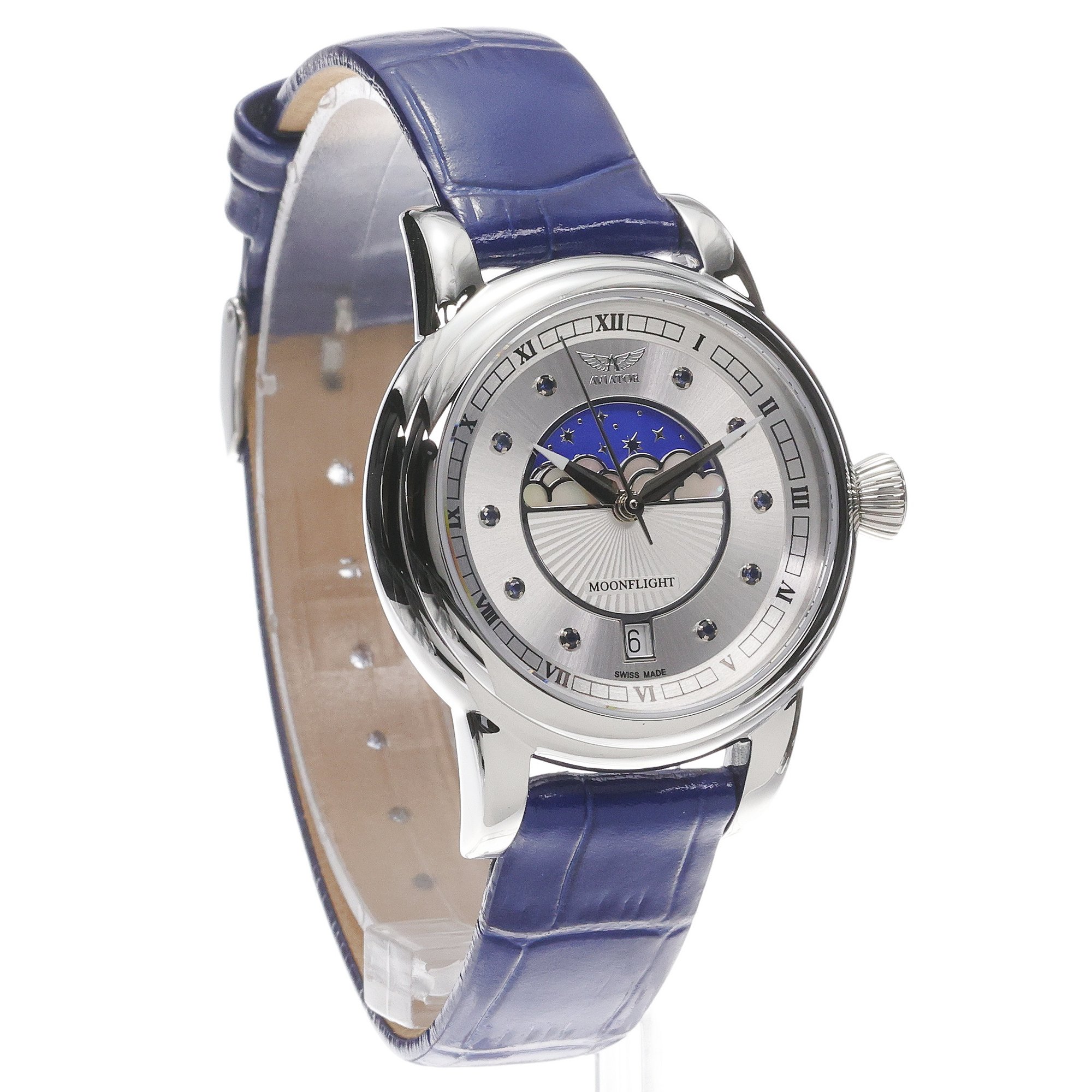 Aviator V13304154 Douglas Moonflight Gemstone Edition Silver Blue Sapphire zegarek klasyczny Douglas Moonflight - miniatura 3