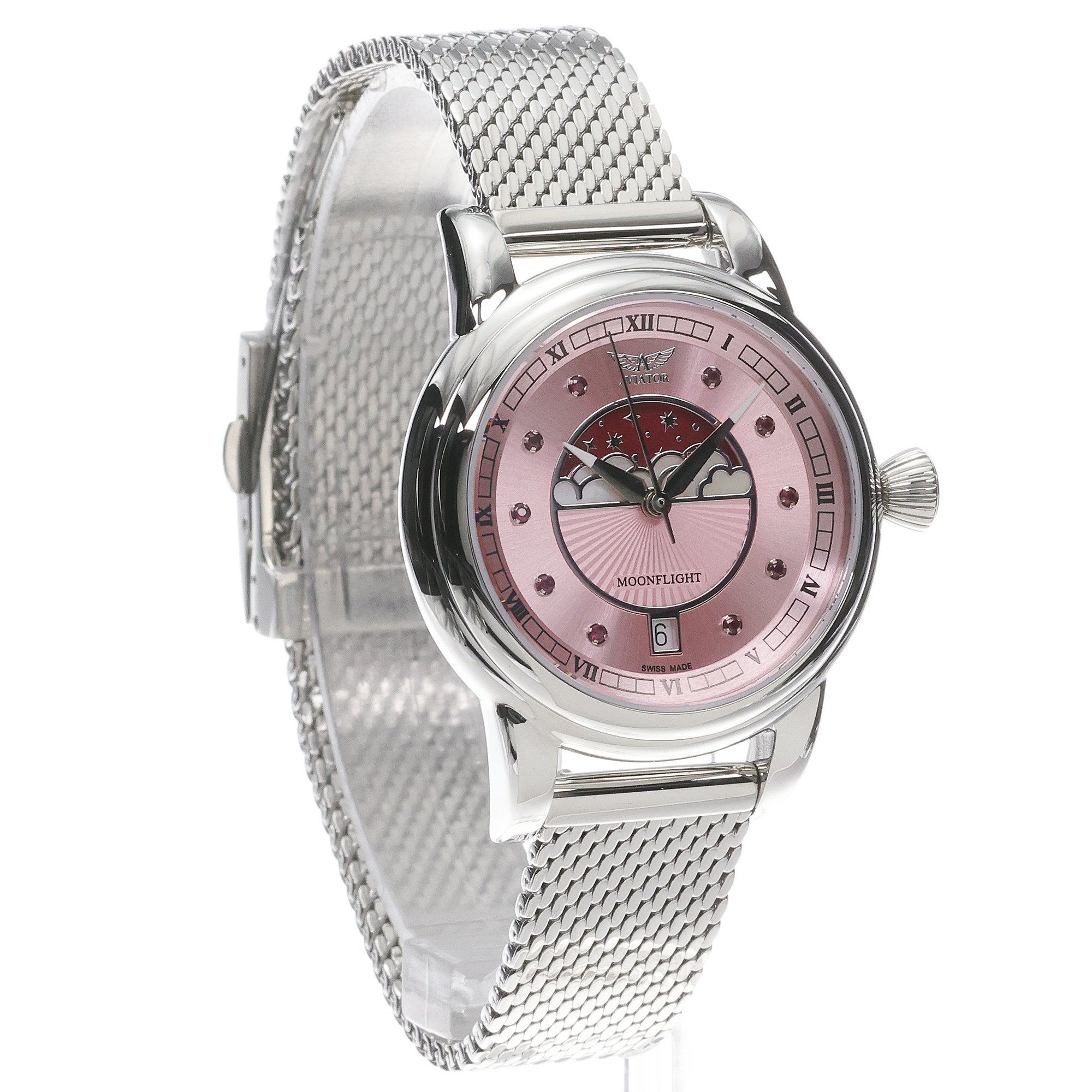 Aviator V13304175 Douglas Moonflight Gemstone Edition Pink Red Ruby zegarek klasyczny Douglas Moonflight - miniatura 3