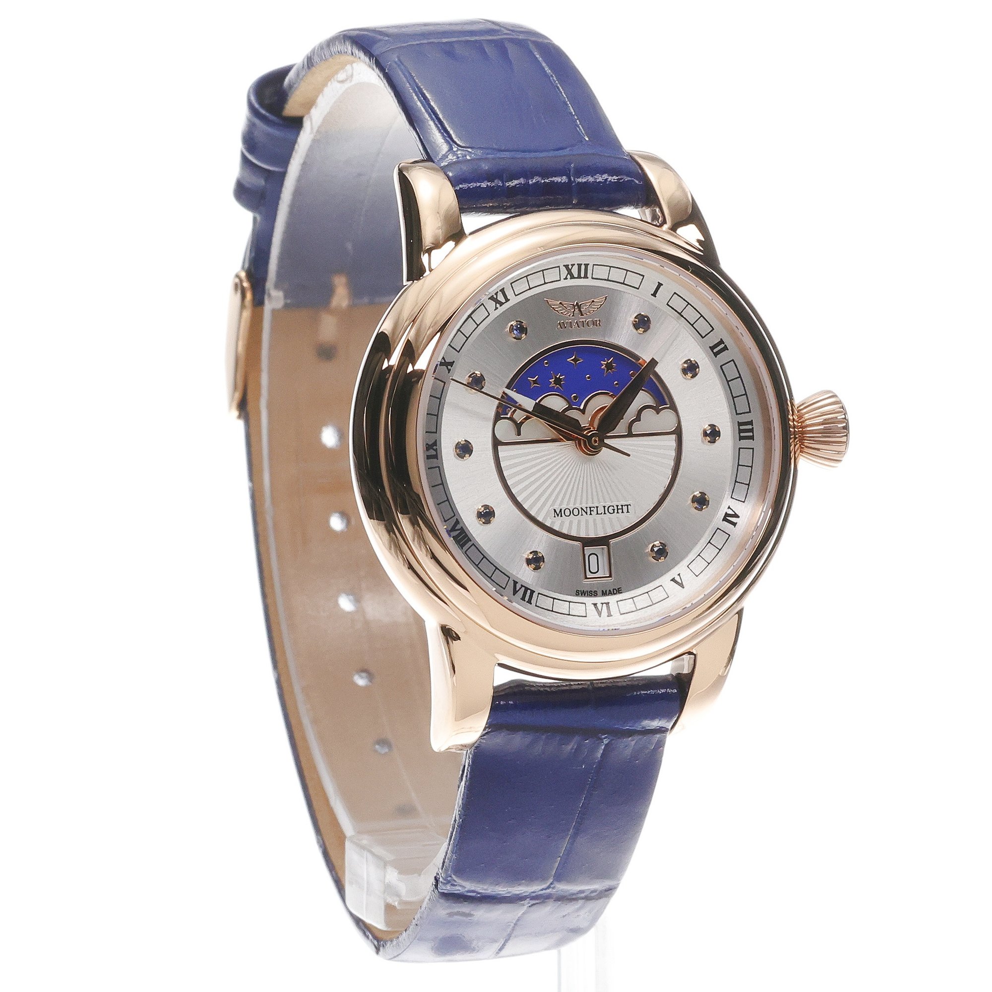 Aviator V13324164 Douglas Moonflight Gemstone Edition Silver Blue Sapphire zegarek klasyczny Douglas Moonflight - miniatura 3